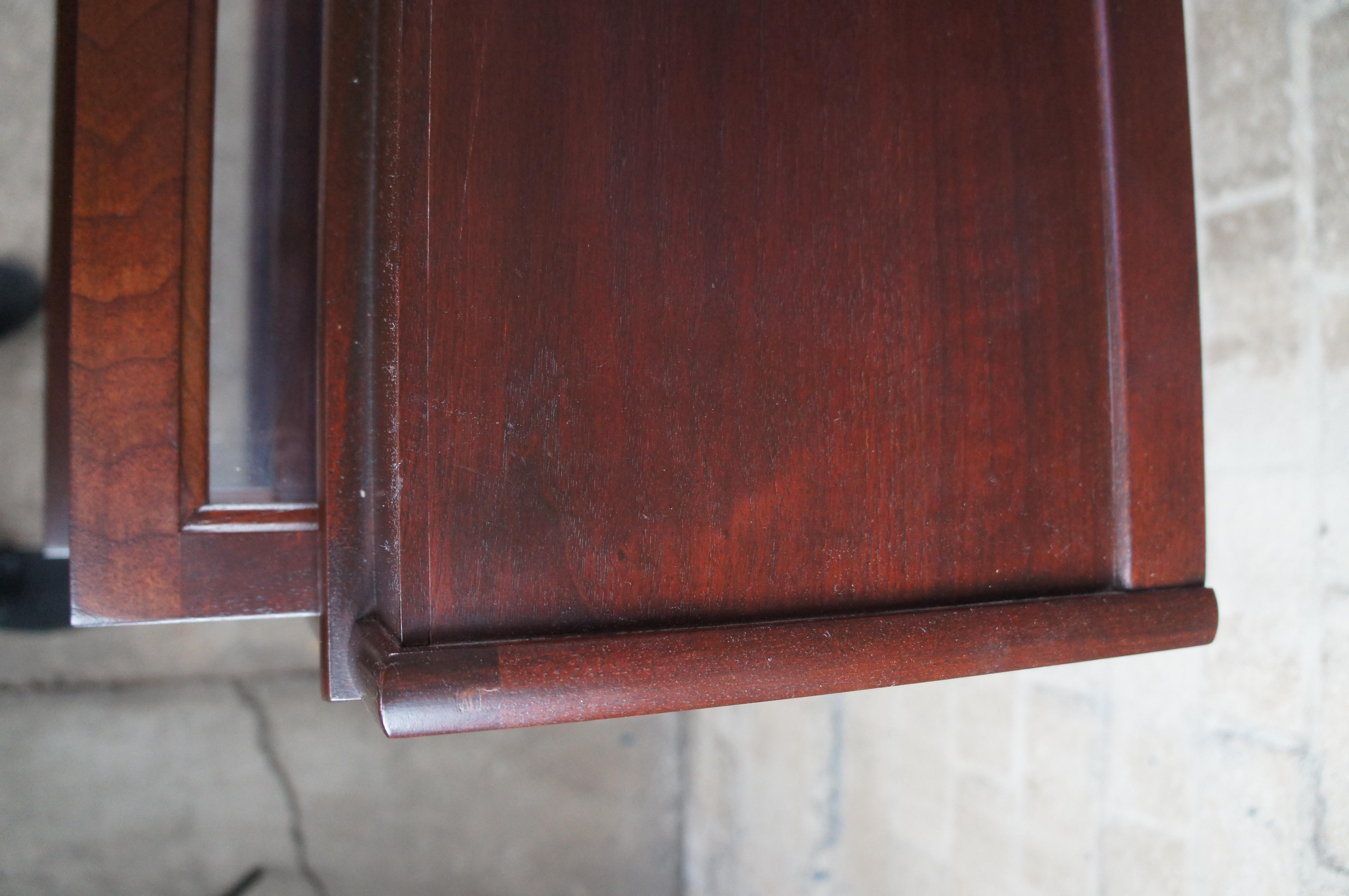 2 Vintage Hale Industries Walnut Mission Barrister Cabinet Library Bookcase Pair 6