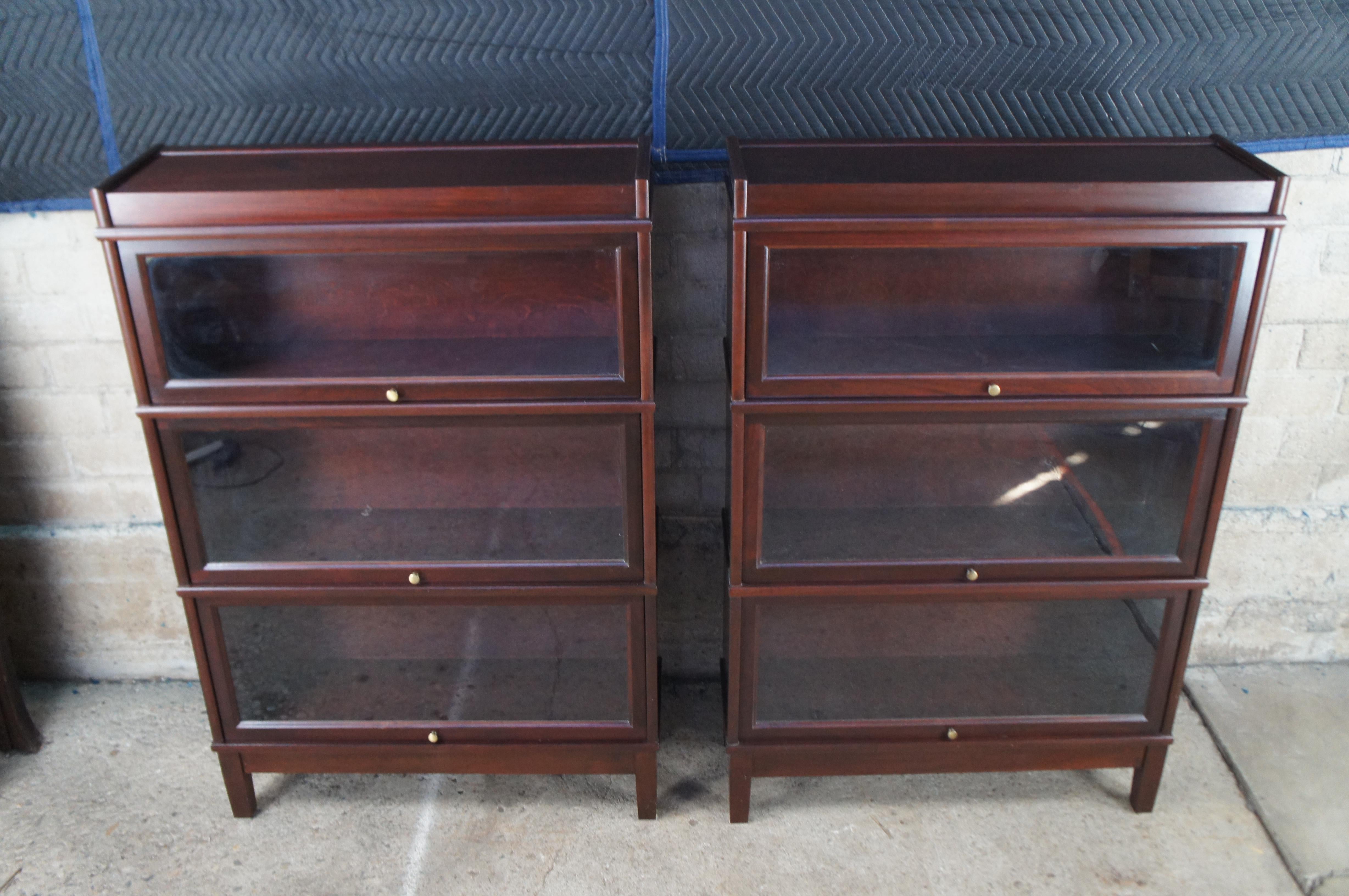 2 Vintage Hale Industries Walnut Mission Barrister Cabinet Library Bookcase Pair 9