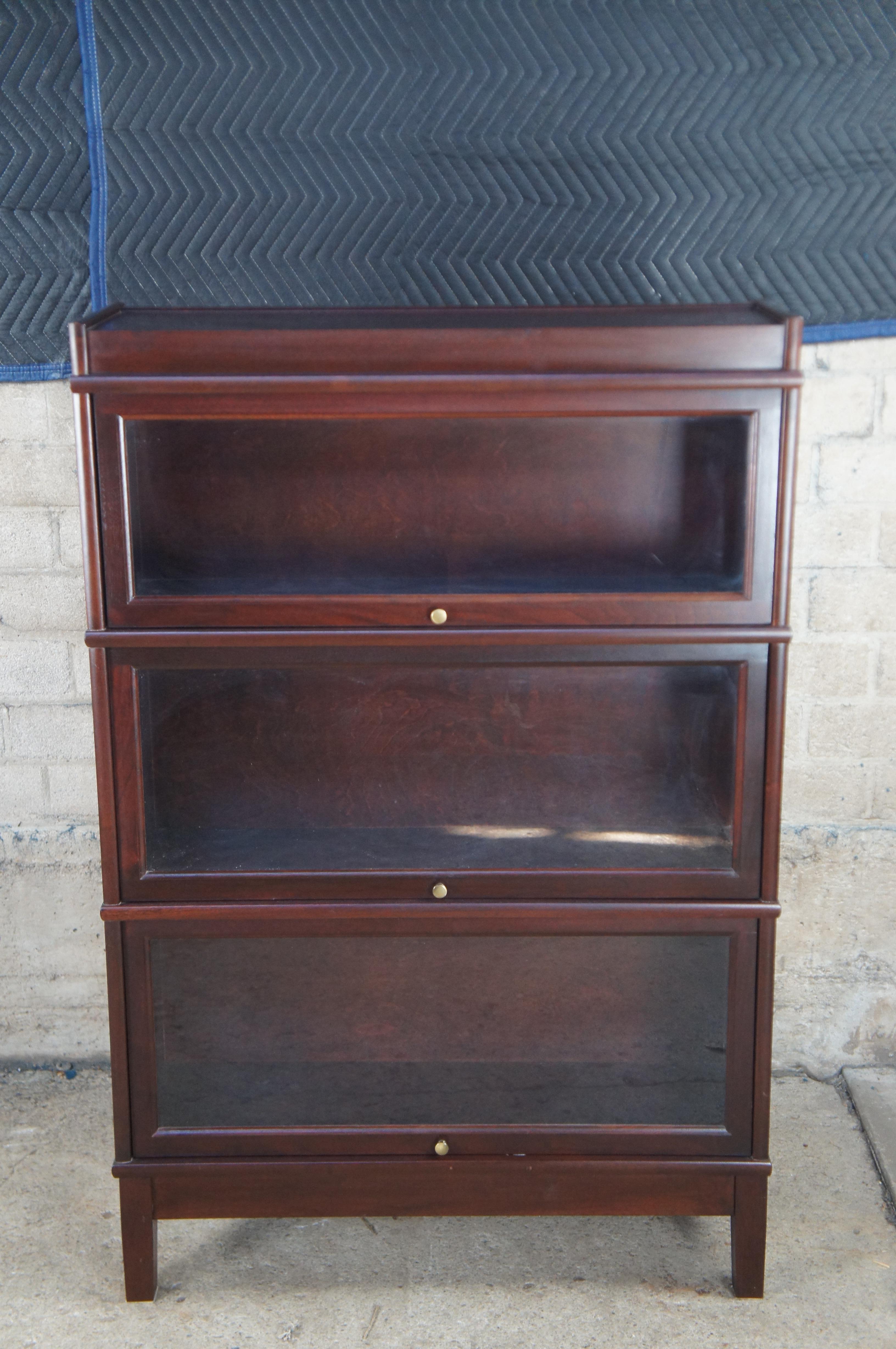 2 Vintage Hale Industries Walnut Mission Barrister Cabinet Library Bookcase Pair In Good Condition In Dayton, OH
