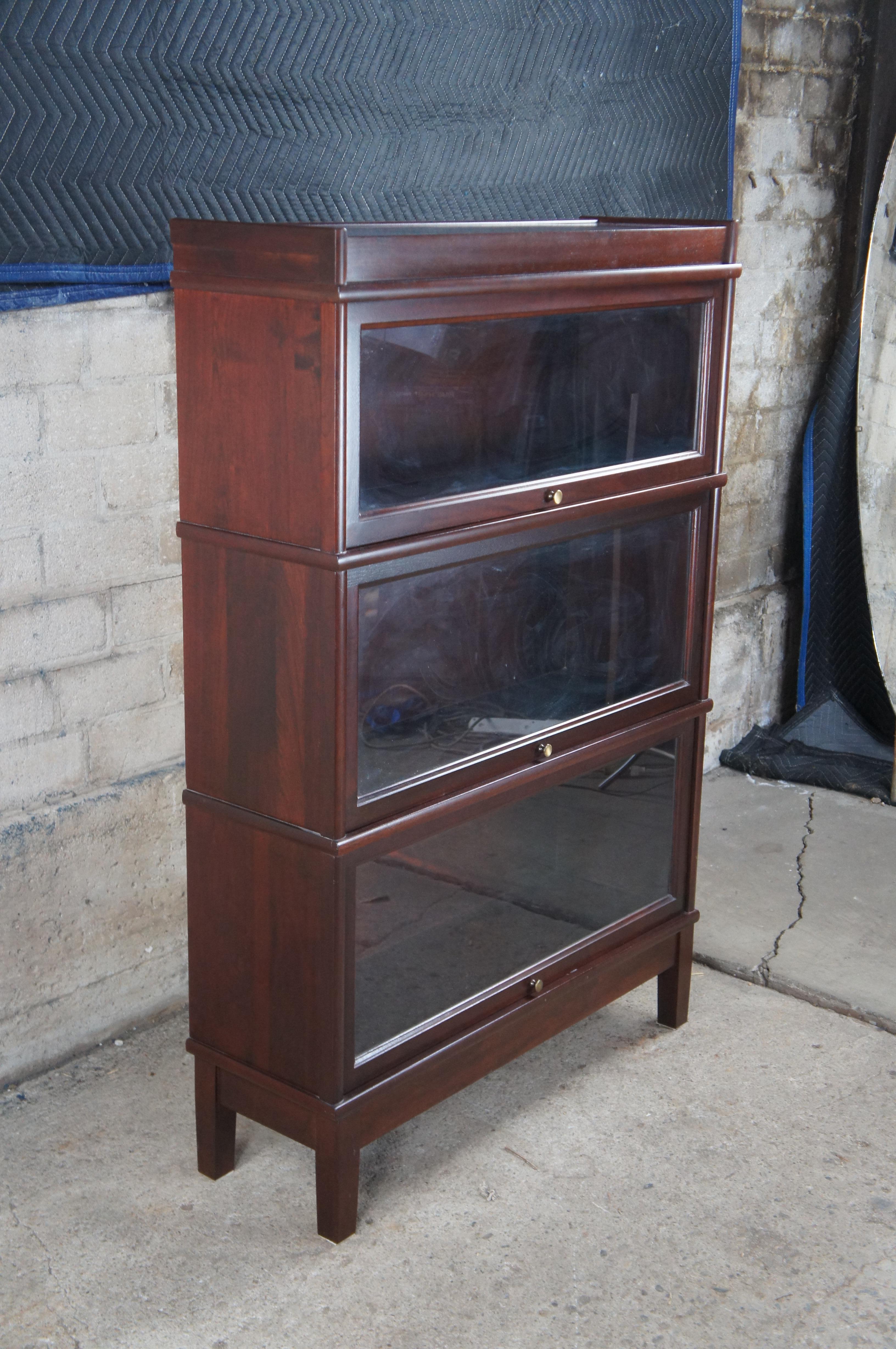 Late 20th Century 2 Vintage Hale Industries Walnut Mission Barrister Cabinet Library Bookcase Pair