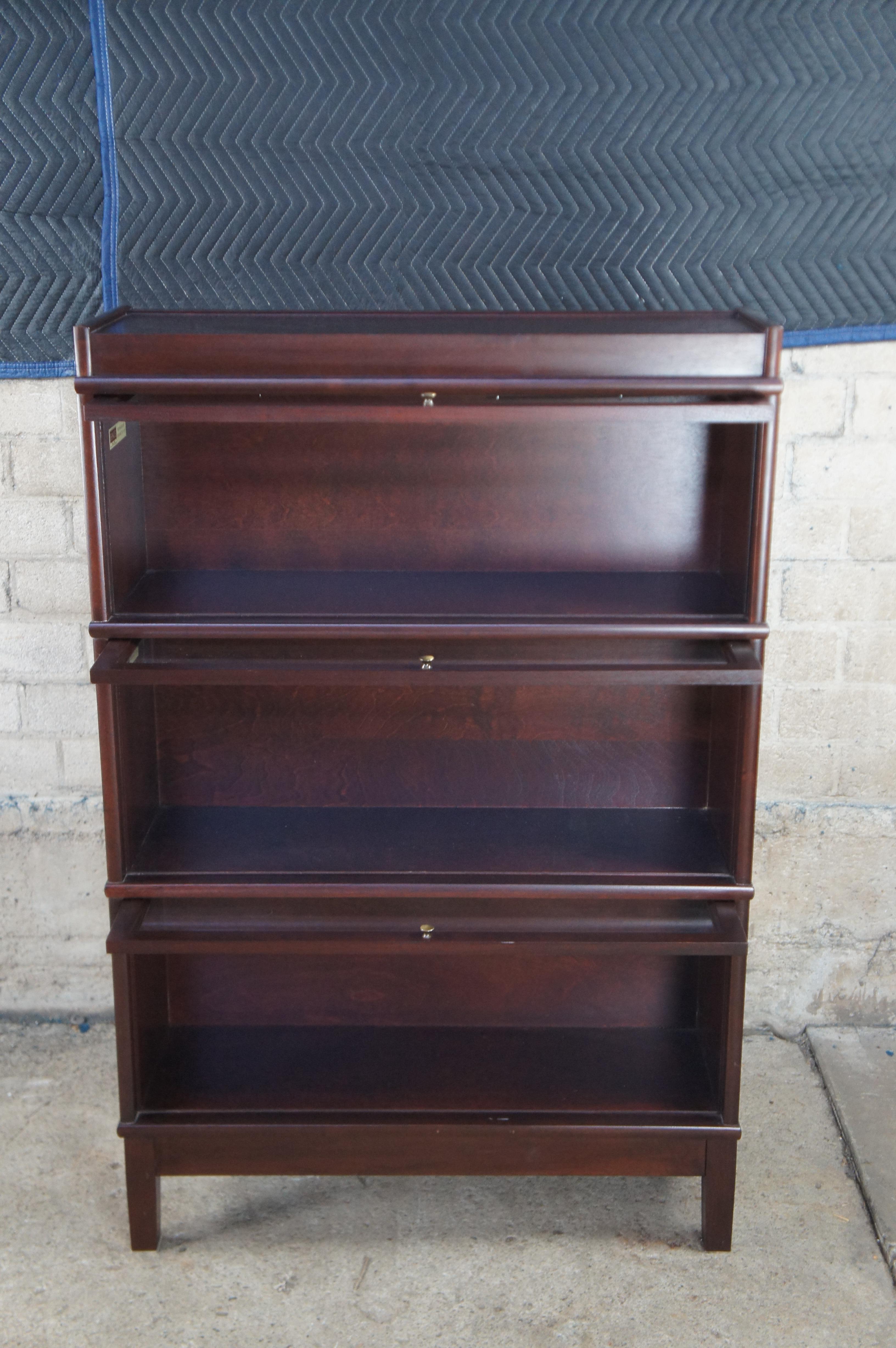2 Vintage Hale Industries Walnut Mission Barrister Cabinet Library Bookcase Pair 2