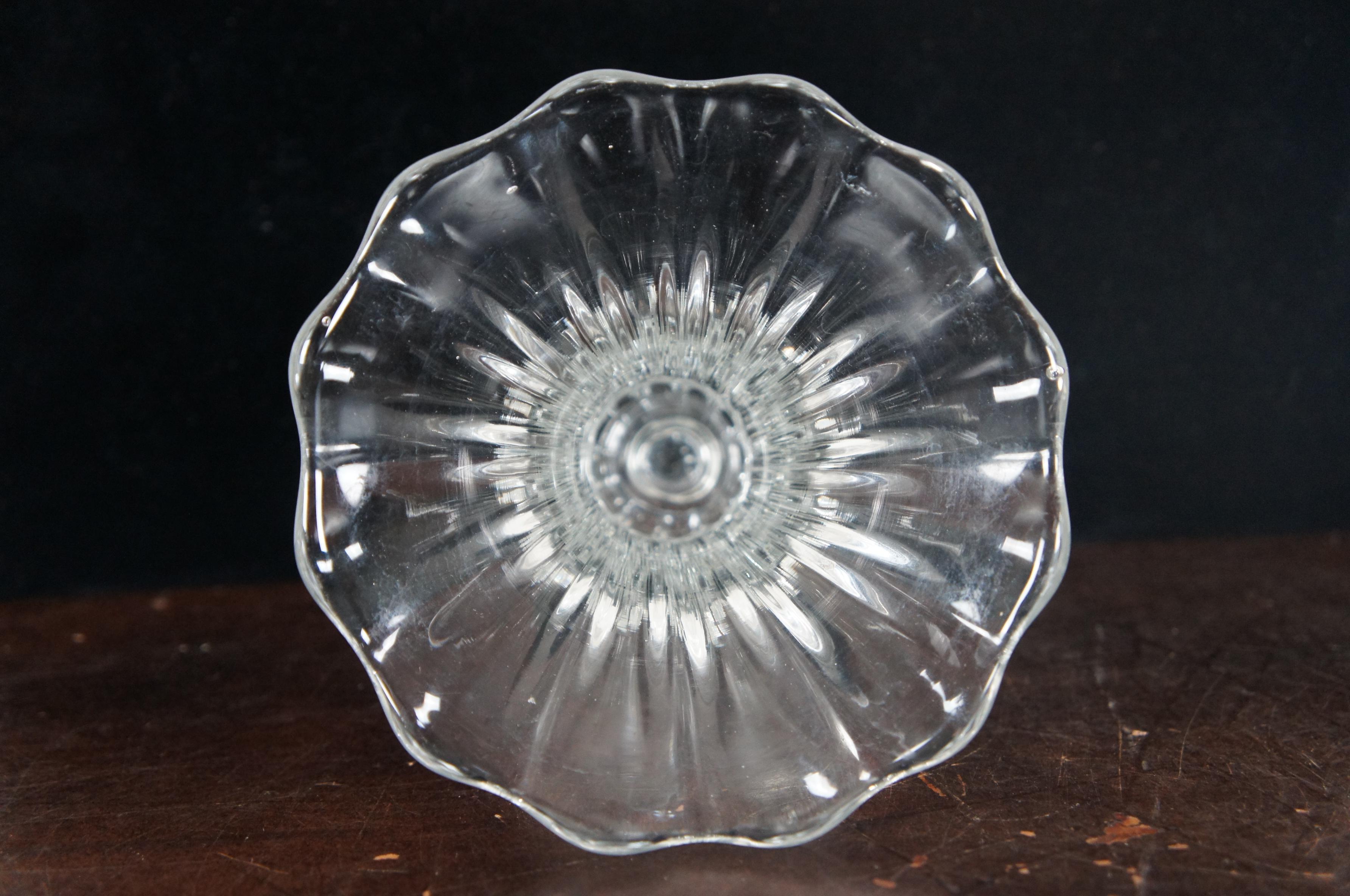 2 Vintage Heisey Crystolite Crystal Flared Mouth Flower Bud Vase Pair 1