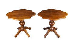 2 Tavolini con piedistallo in noce d'epoca in stile Louis Philippe di Henredon