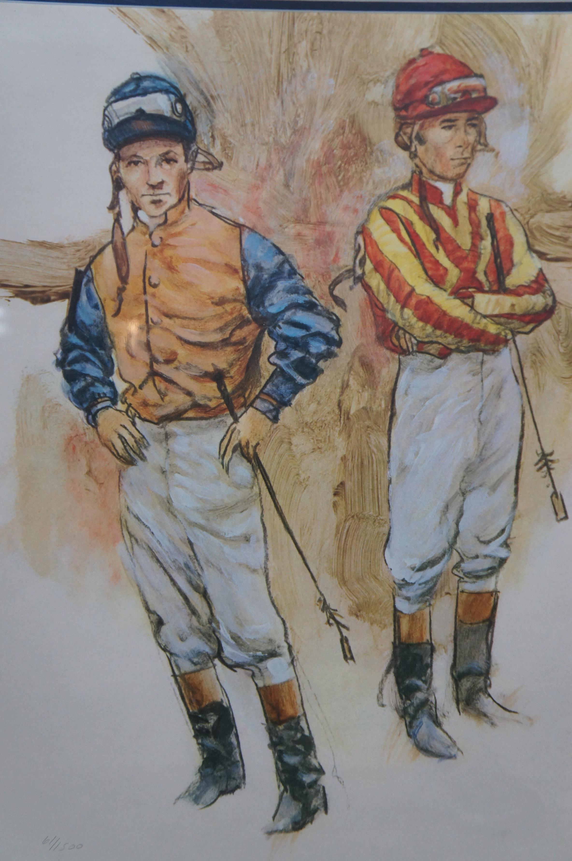 2 Vintage Henry Koehler Signed Offset Lithographs Equestrian Jockey Horse Racing In Good Condition For Sale In Dayton, OH
