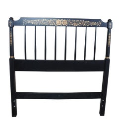 2 Vintage Hitchcock Black Harvest Shaker Style Stenciled Twin Bed Headboards