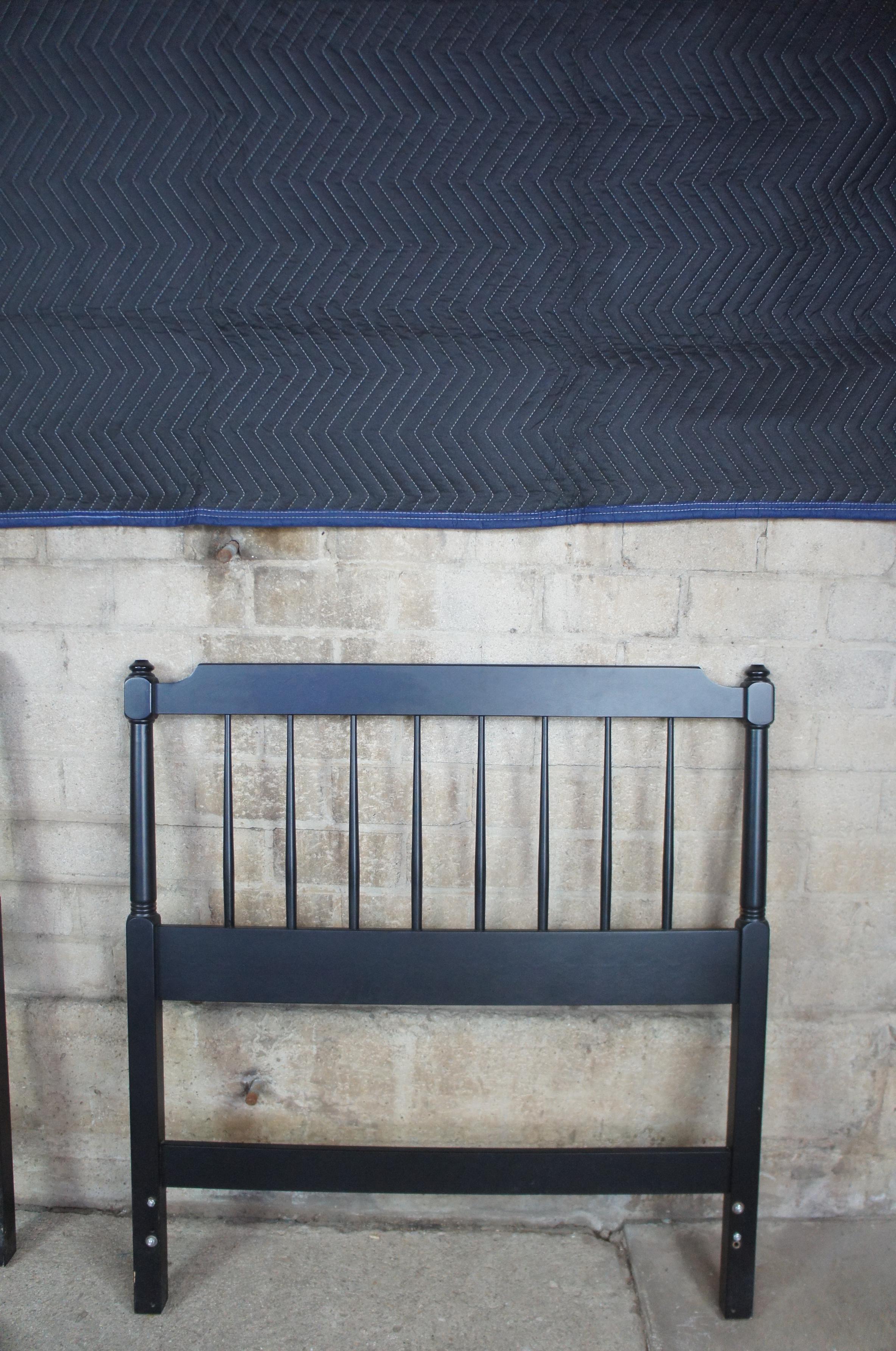 20th Century 2 Vintage Hitchcock Black Harvest Shaker Style Stenciled Twin Bed Headboards