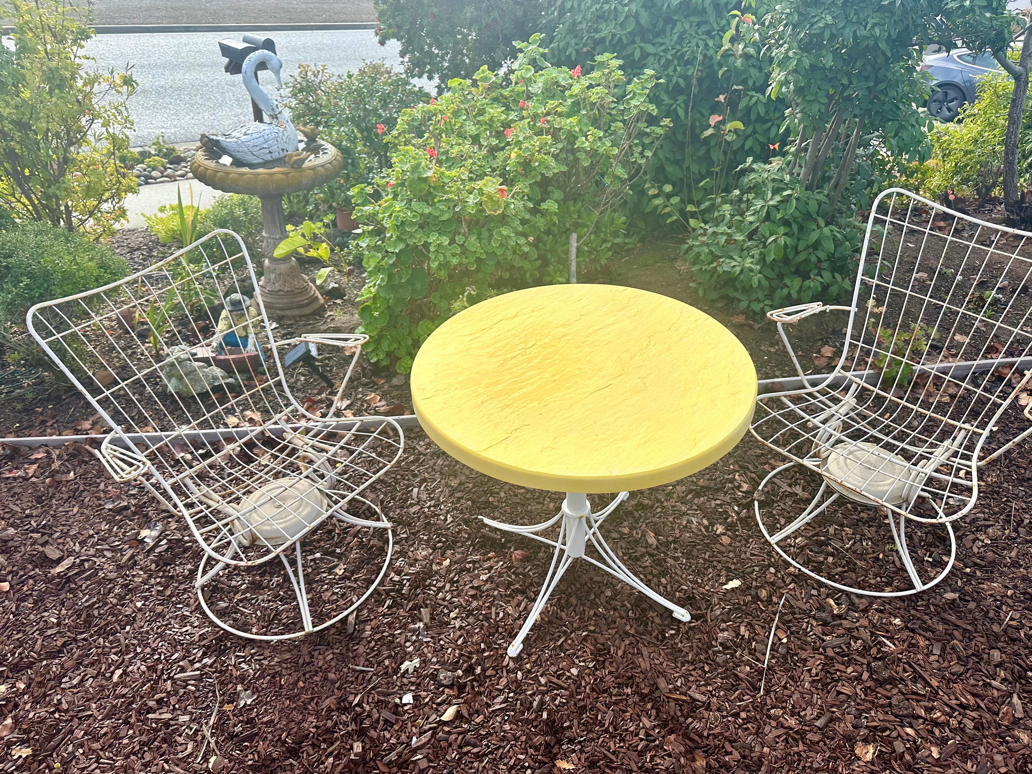 Américain 2 chaises de patio vintage Homecrest plus table télescopique réglable de 30 pouces