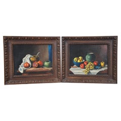 2 Vintage I. Krohm Fruit Still Life Oil Paintings on Canvas 14"