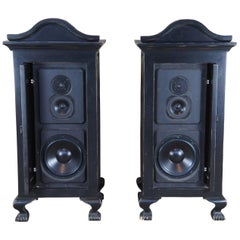 2 Used Innovative Audio Black French Country Cabinet Speaker Tower Pair