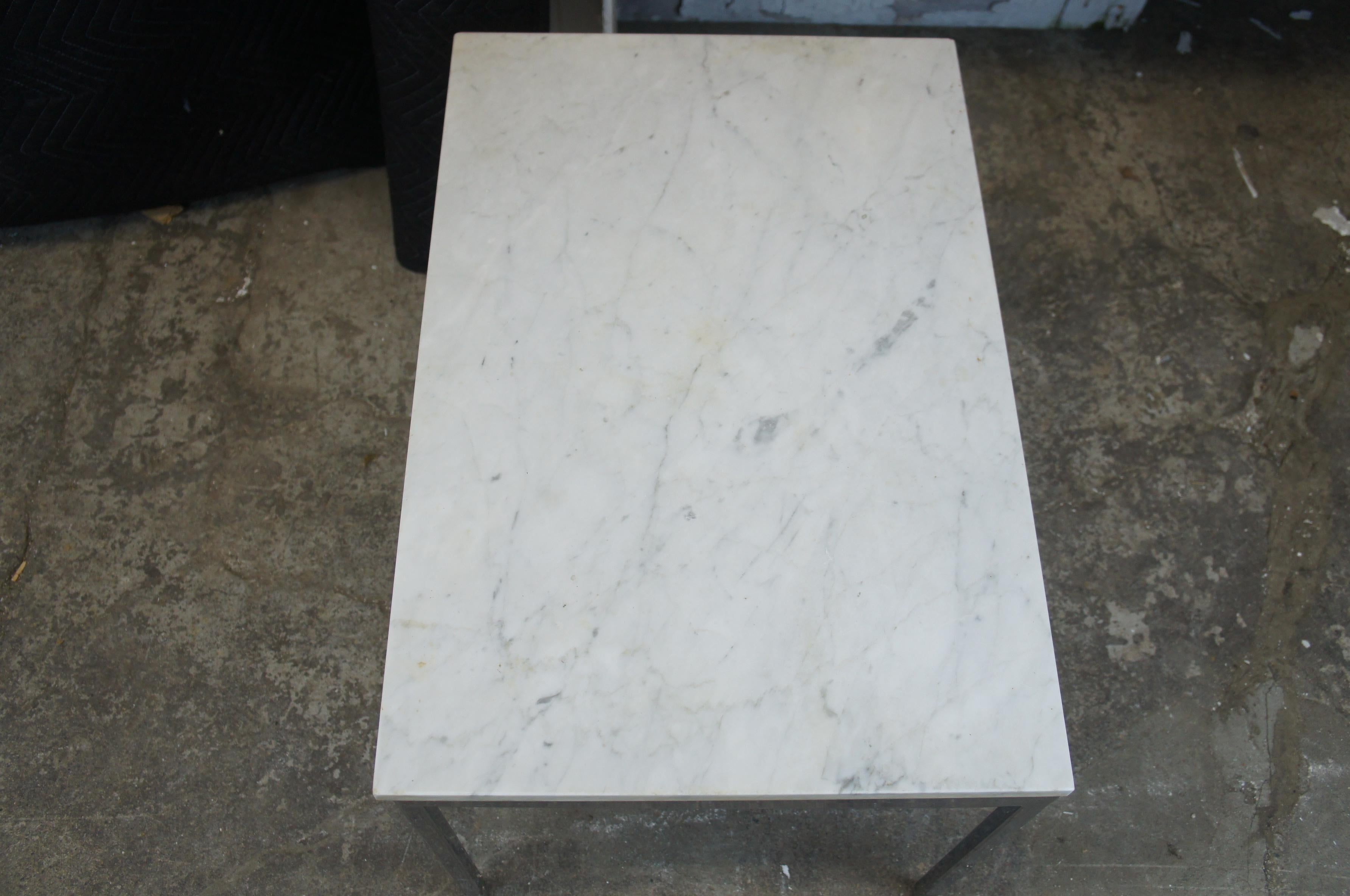 Late 20th Century 2 Vintage Italian Marble & Chrome Side End Tables Mid-Century Modern Pair MCM