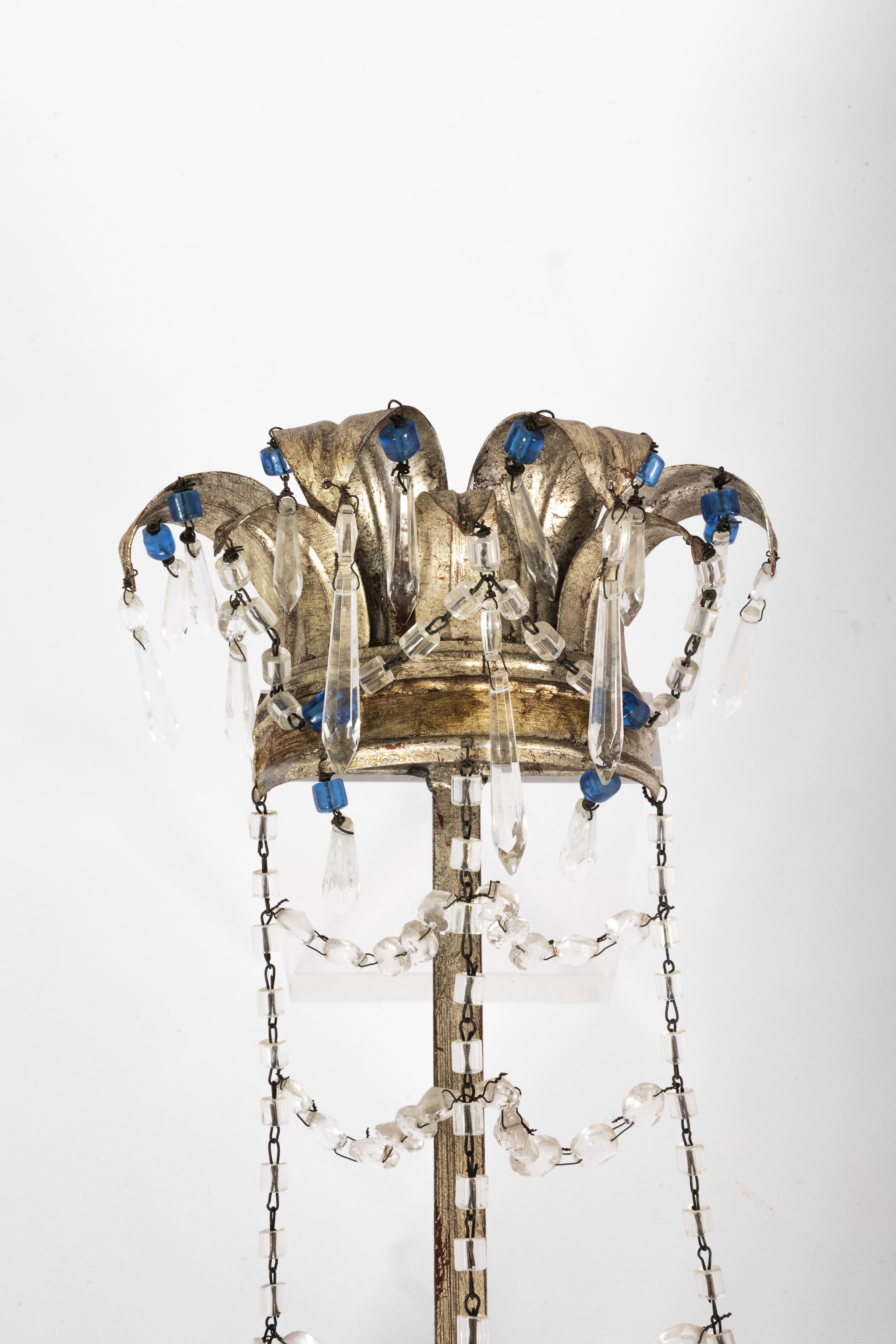 Vetro 2 appliques d'epoca in metallo e vetro, stile Luigi XVI, Banci in vendita