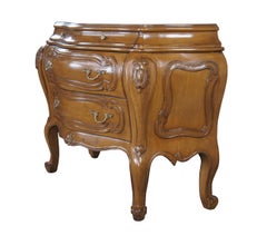 2 Vintage Italian Walnut Serpentine Bow Front Bombe Chests Commodes Nightstands
