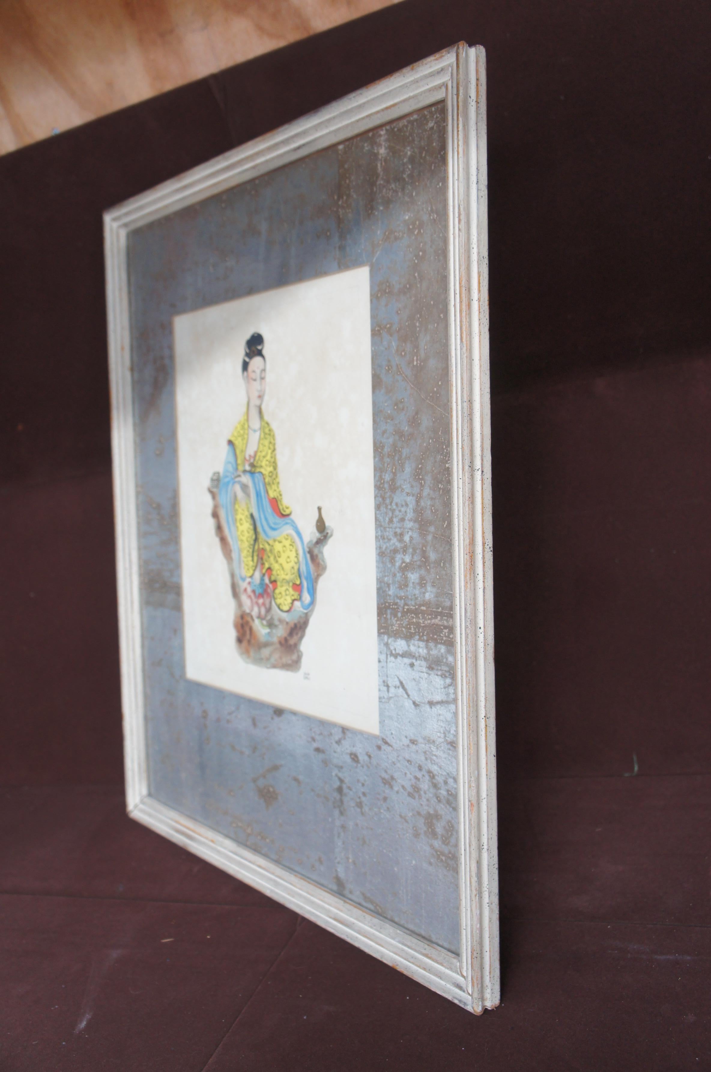 2 Vintage Jane Gray Chinesisch Kuan Yen & Chung Li Aquarell Portrait Gemälde 24 im Zustand „Gut“ im Angebot in Dayton, OH