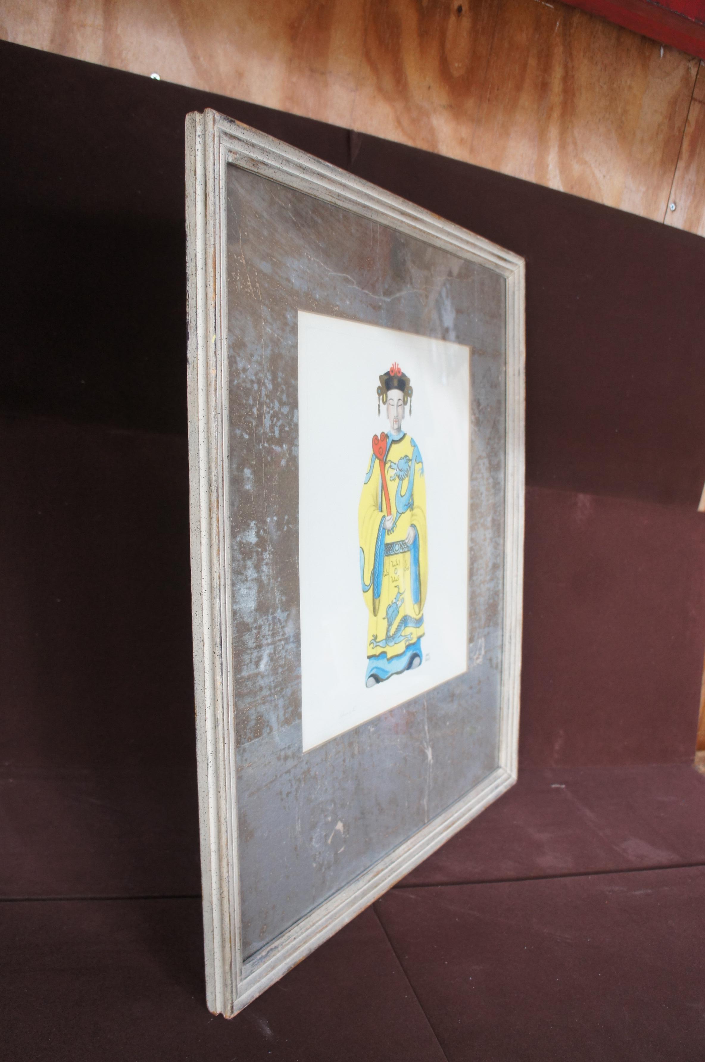 2 Vintage Jane Gray Chinesisch Kuan Yen & Chung Li Aquarell Portrait Gemälde 24 im Angebot 3