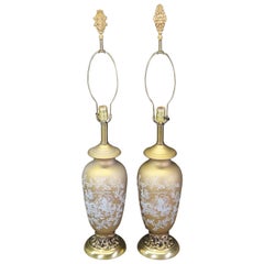 2 lampade vintage giapponesi Moriage Satsuma Pagoda Landscape Gold Filligree 40