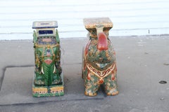 2 Vintage Japanese Satsuma Ceramic Garden Stools