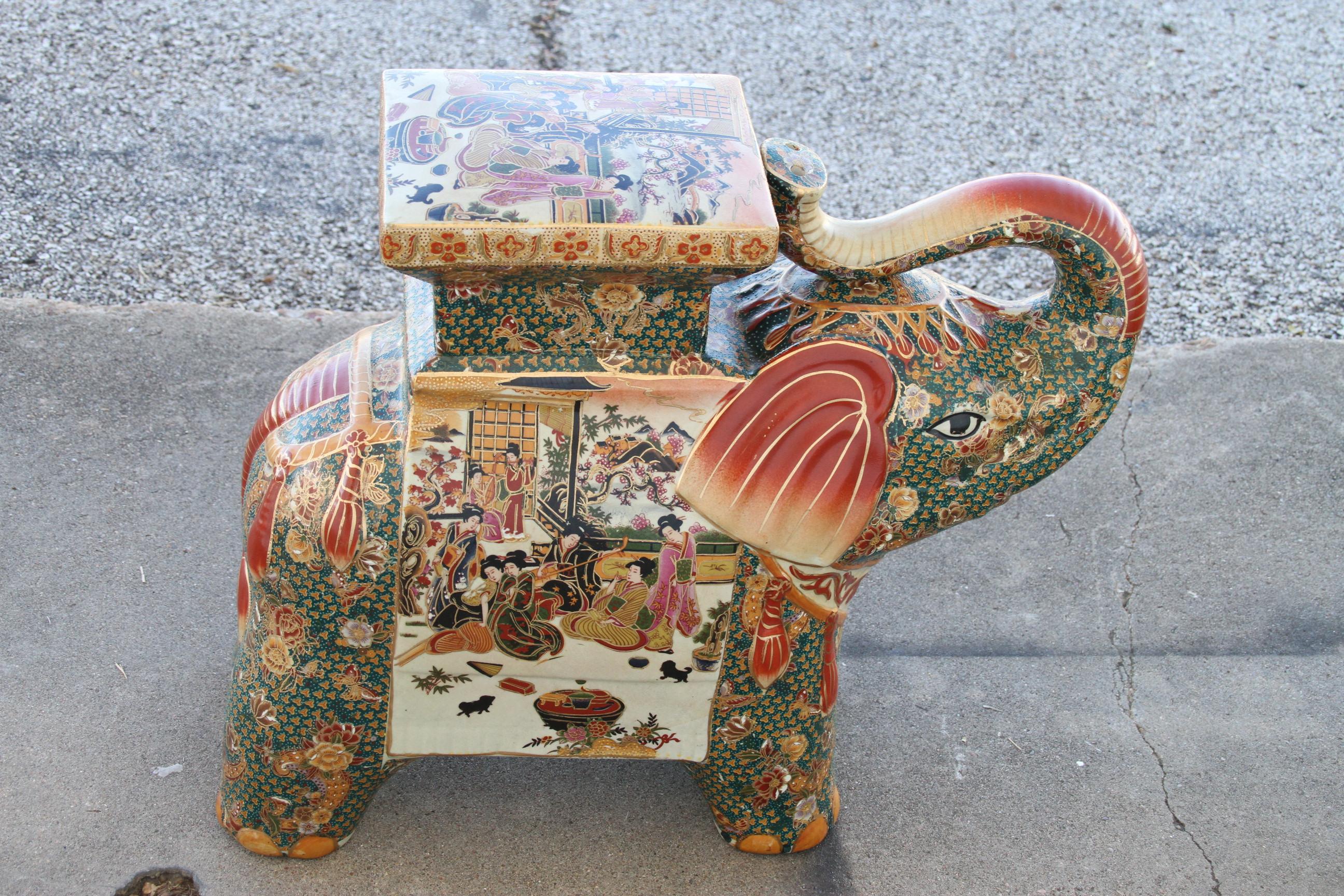 2 tabourets de jardin japonais vintage en céramique Satsuma en vente 1