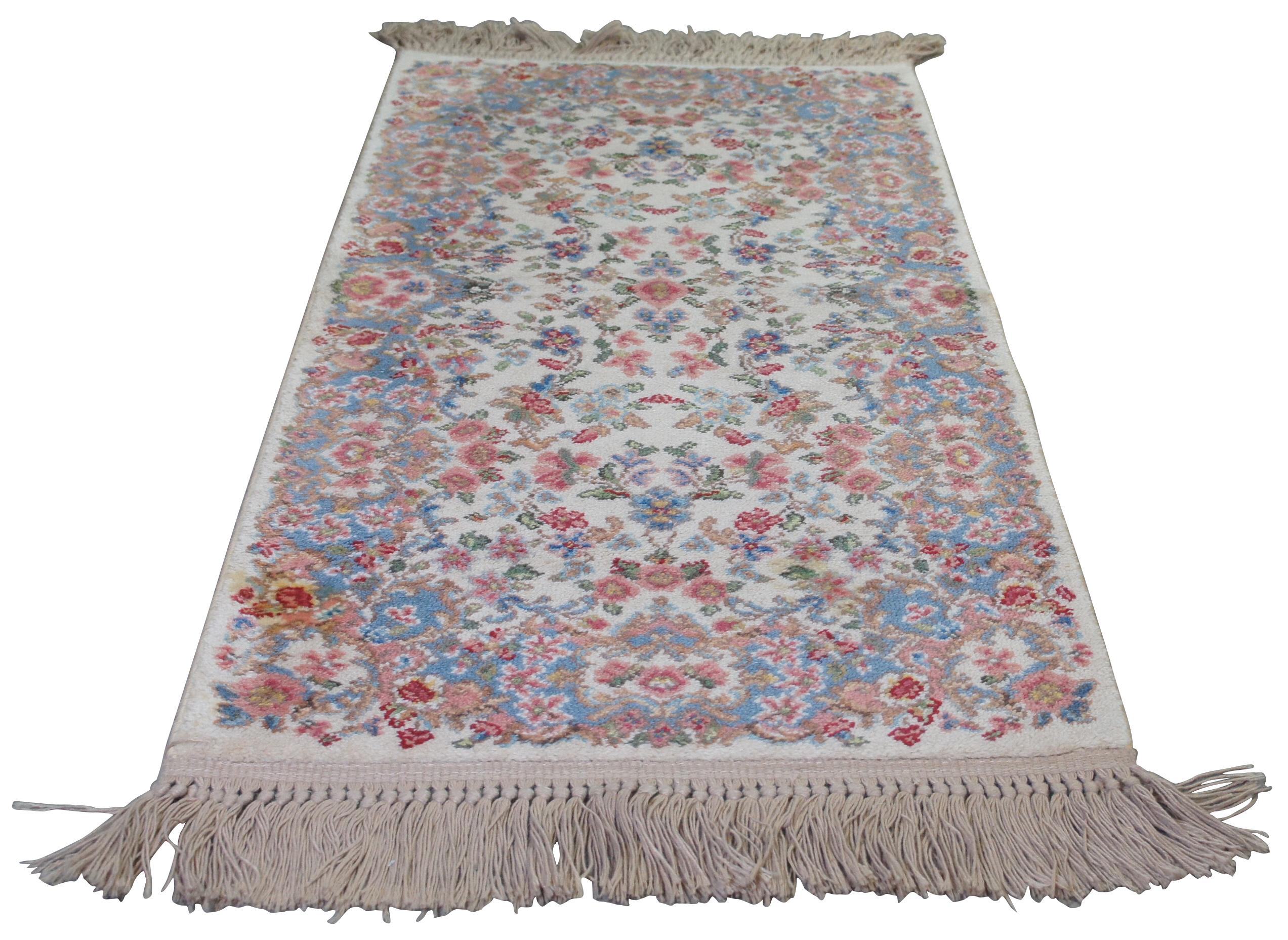 2 Vintage Karastan Ivory Kirman Wool Area Rugs Carpets Mats #788 In Good Condition In Dayton, OH