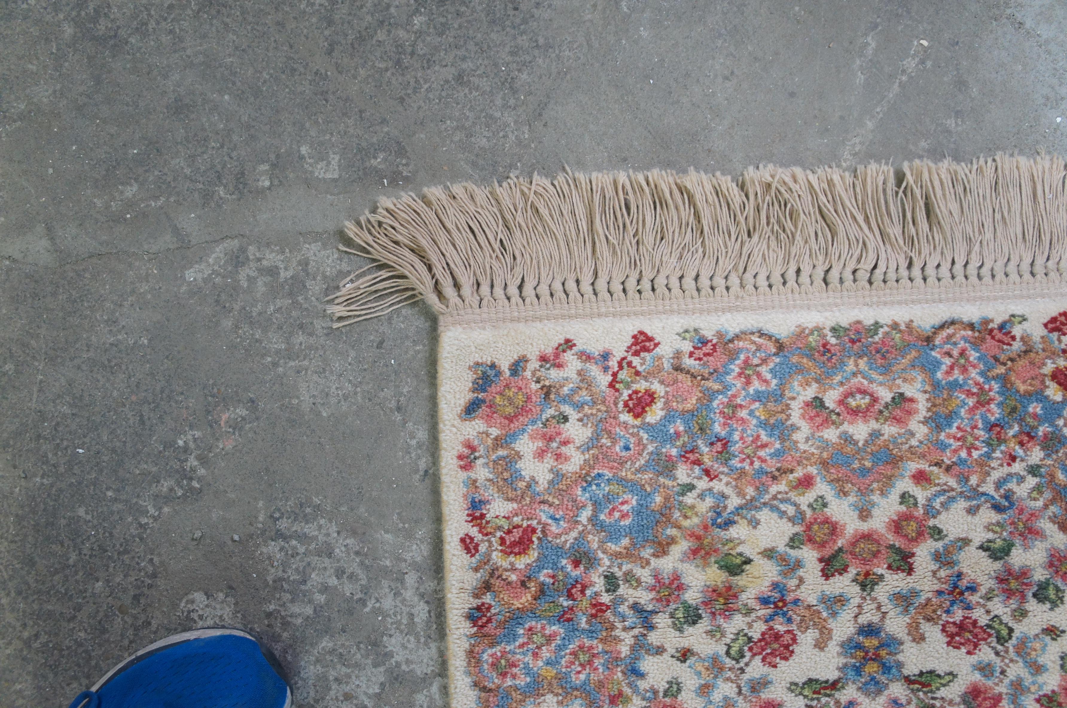 2 Vintage Karastan Ivory Kirman Wool Area Rugs Carpets Mats #788 1