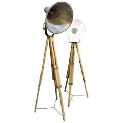2 Vintage Lighthouse Lamp with Adjustable Wooden Base, Italy