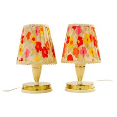 2 vintage lucite table lamps with original fabric shades vienna around 1960s