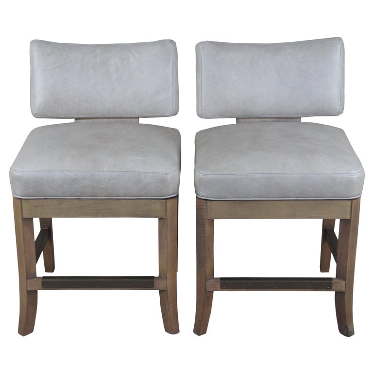 2 Vintage McKinley Leather of Hickory McDowell Swivel Bar Counter Stool