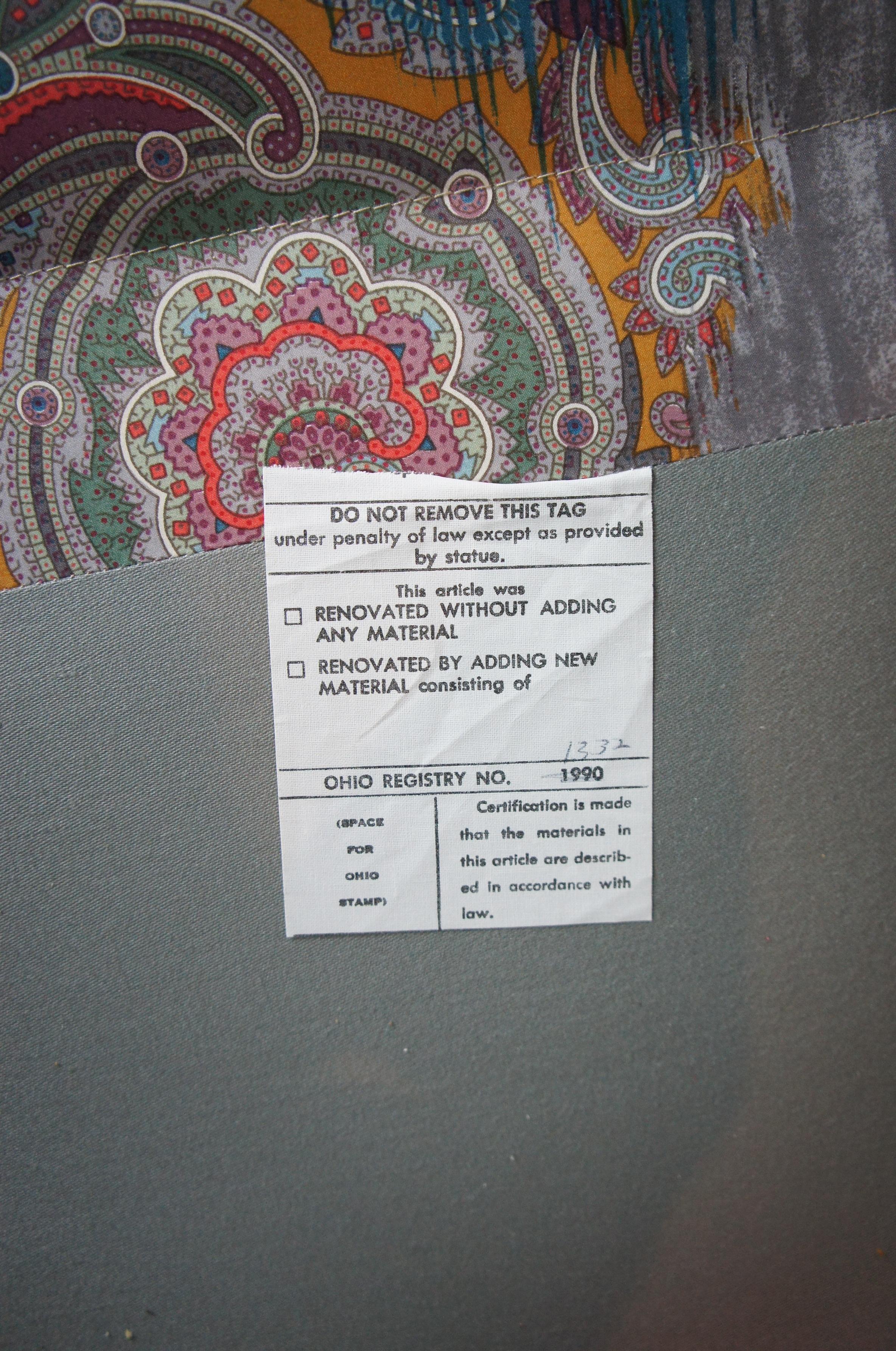 Upholstery 2 Vintage Mid Century Paisley Upholstered Club Arm Chairs Lounge Reading Accent