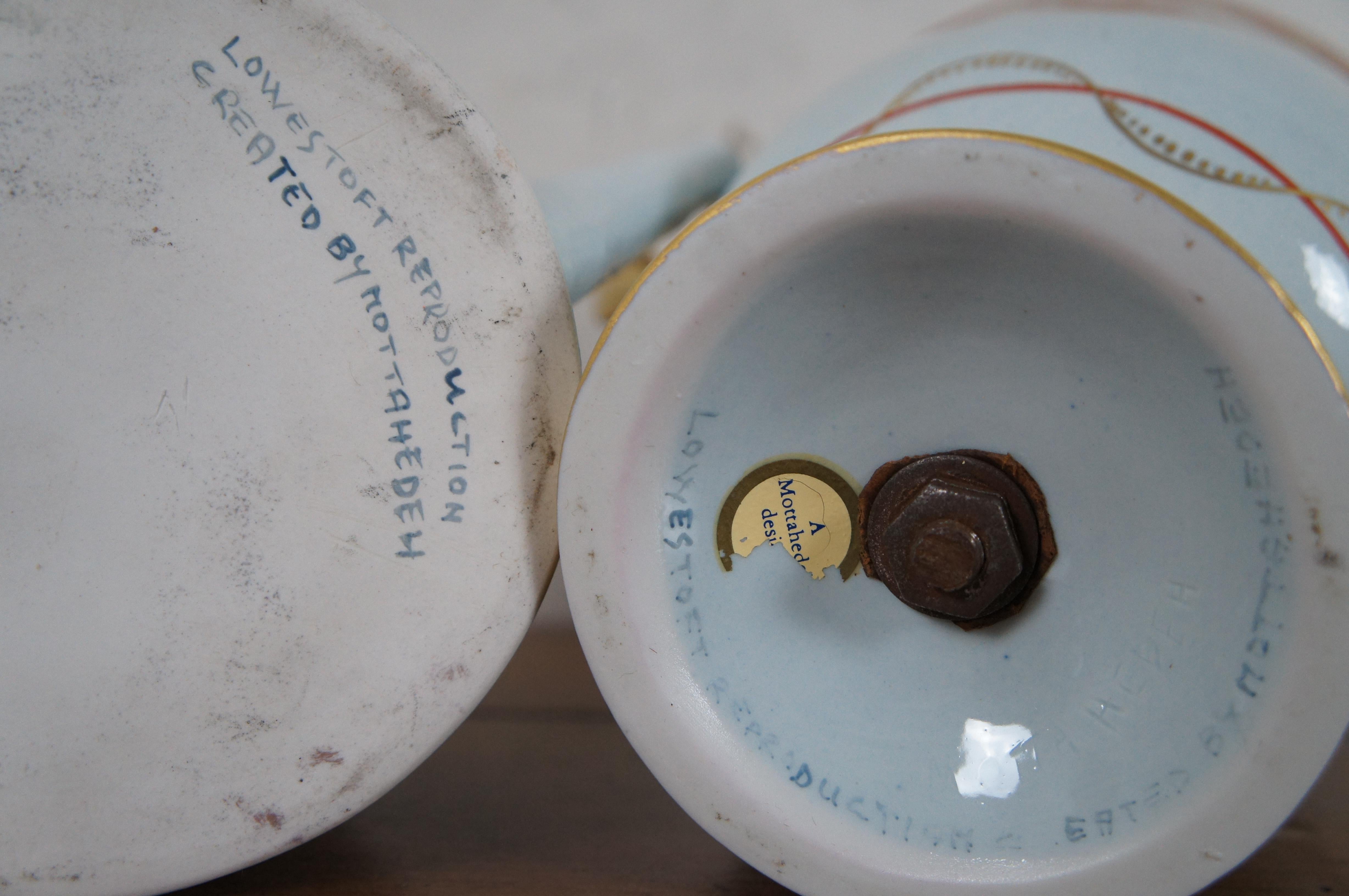 2 Vintage Mottahedeh Lowestoft Reproduction Porcelain Teapot Cachepot 4