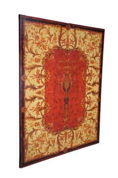 2 Vintage Oriental Red Lacquer Hanging Panels Pineapple Urn Flowers 48 x 60"
