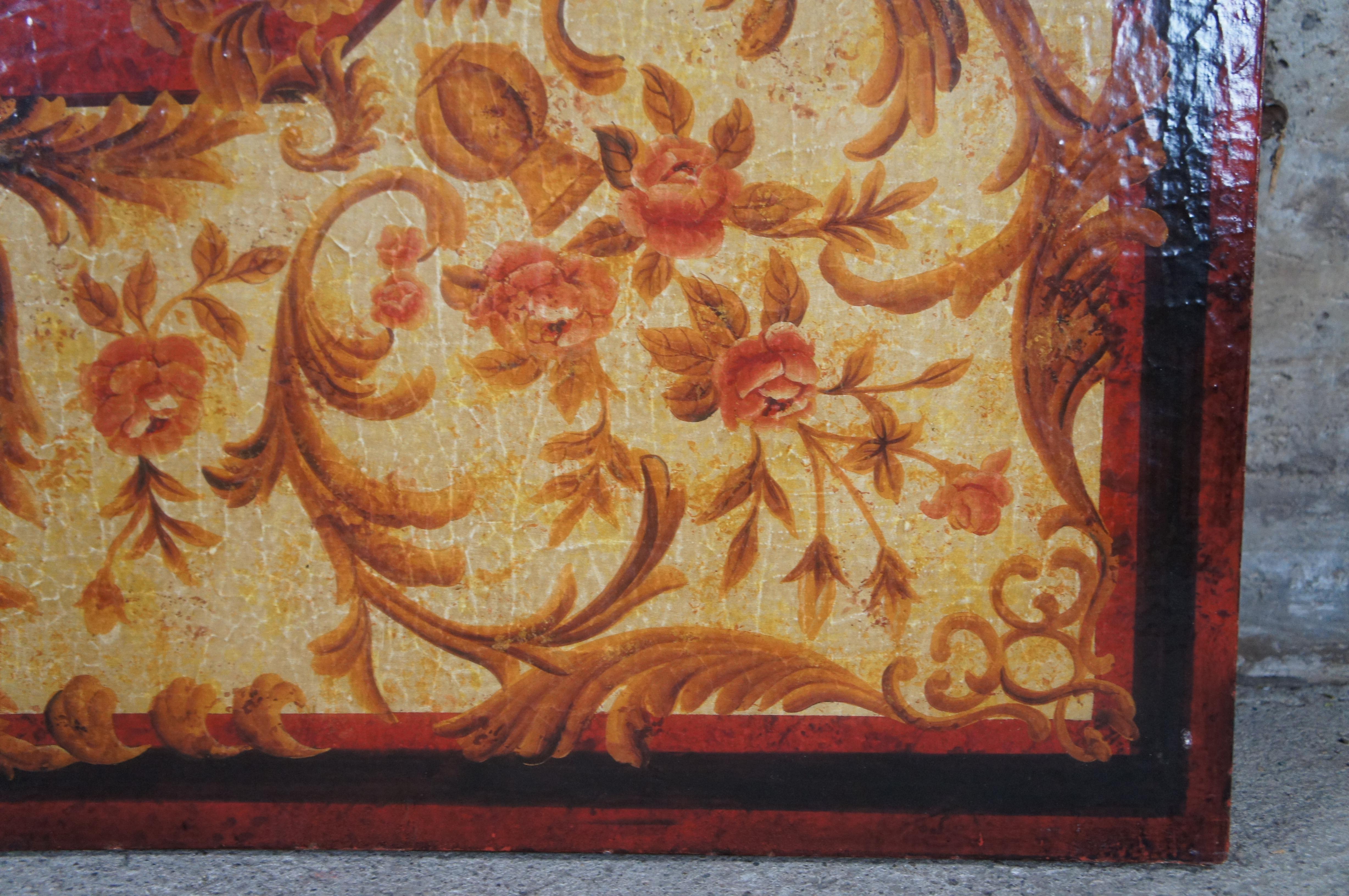 2 Vintage Oriental Red Lacquer Hanging Panels Pineapple Urn Flowers 48 x 60