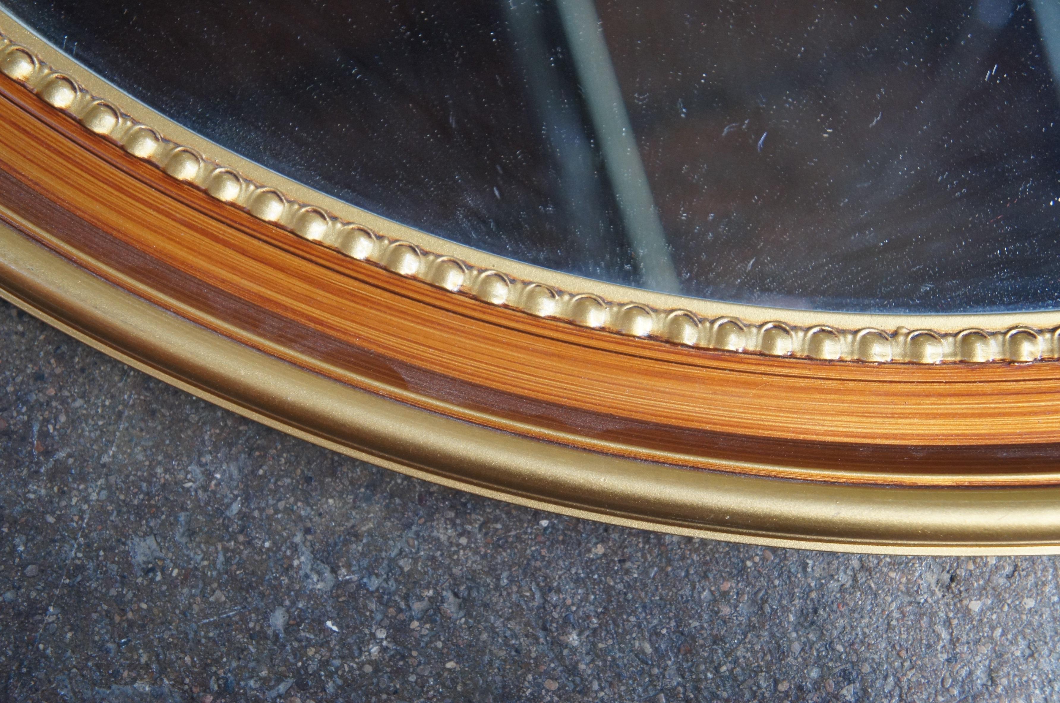 2 Vintage Oval Painted Grain & Gold Gilded Wall Hall Vanity Mirrors Pair 2