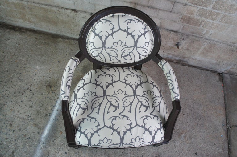 2 Vintage Oversized Brunschwig Fils French Fauteuil Balloon Back Club Arm Chairs For Sale 2
