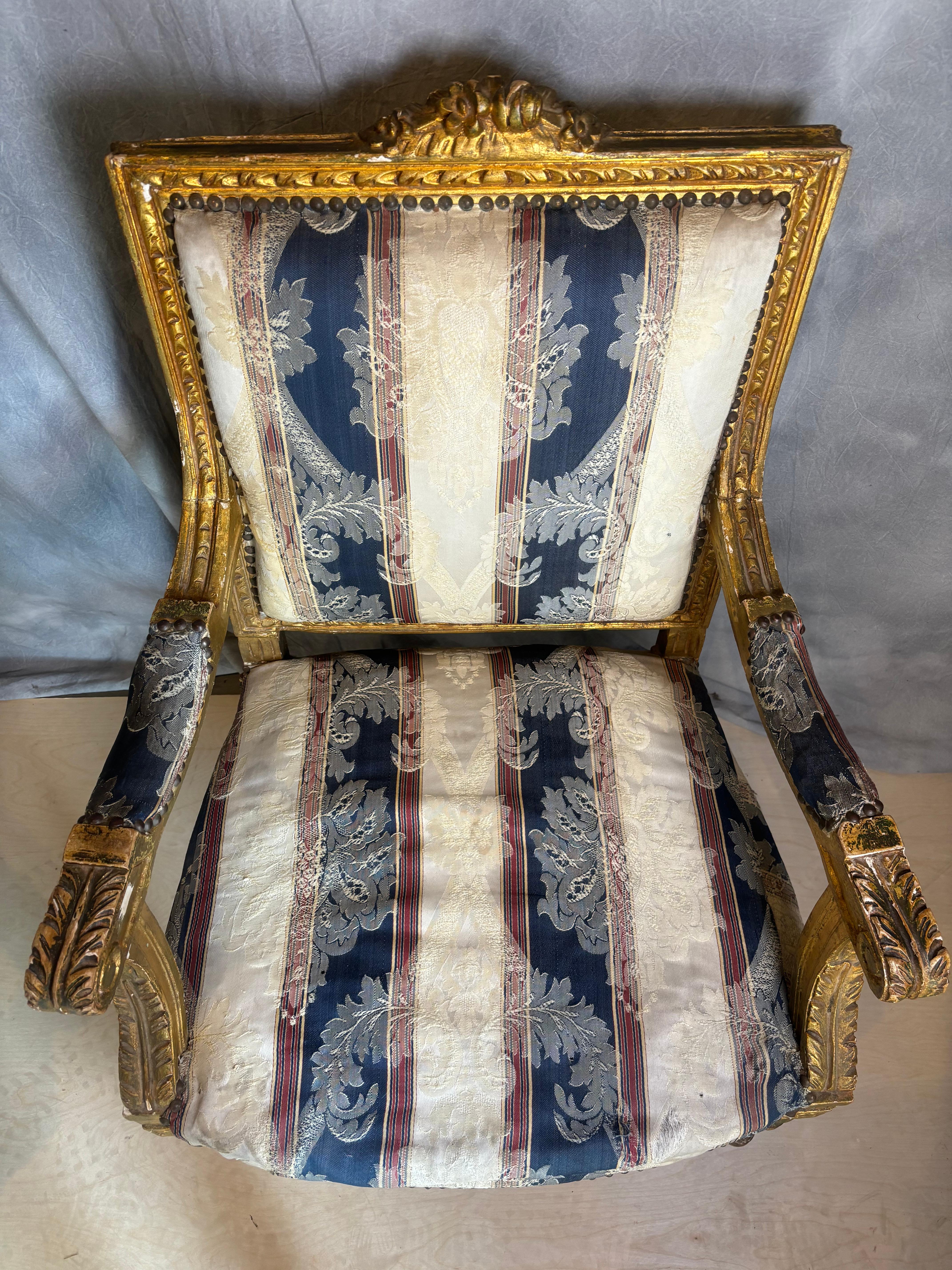 italien 2 chaises de salon vintage - cadre doré en vente