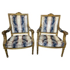 2 Antique Parlor Chairs – Gold Frame