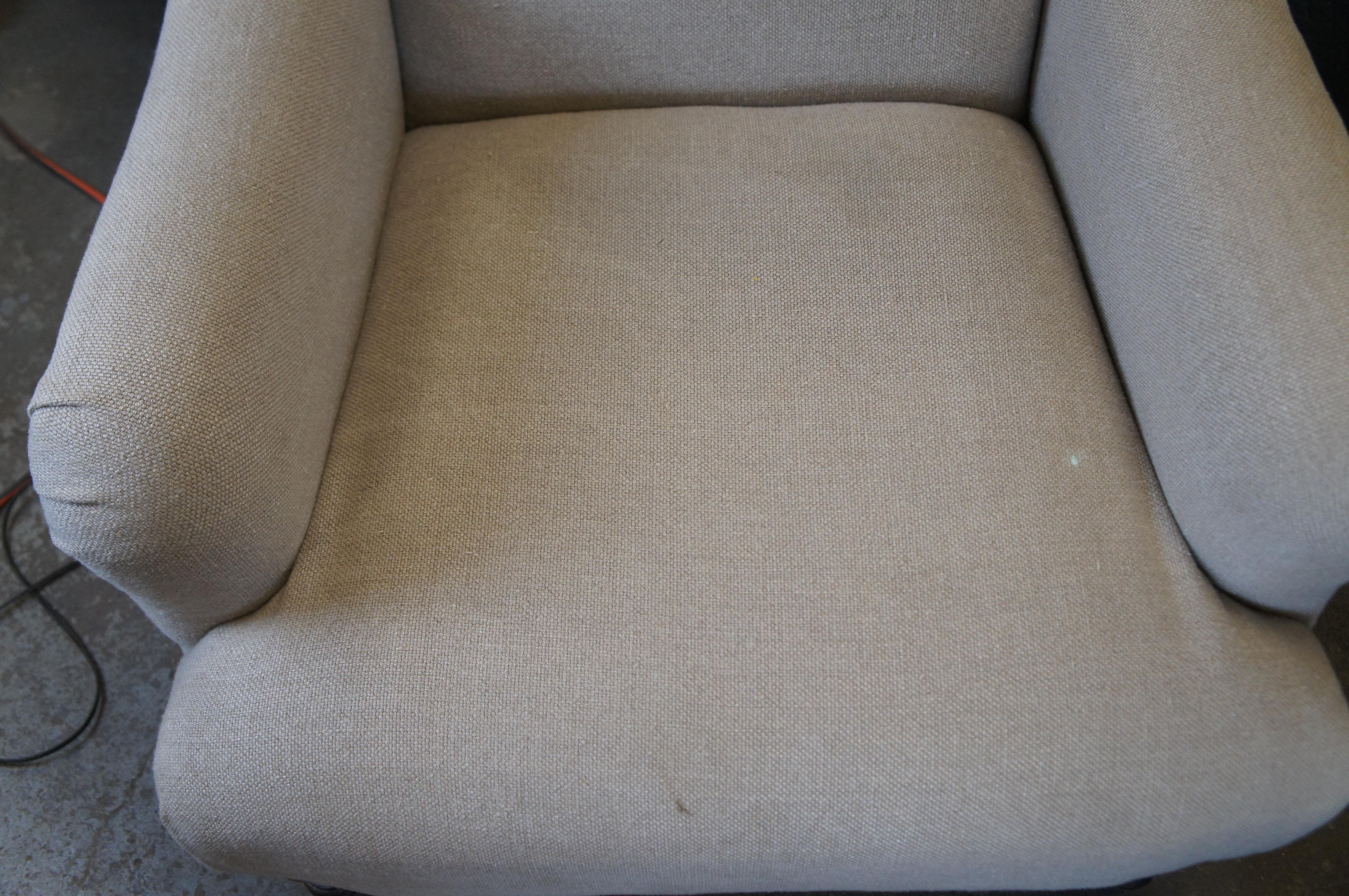 2 Vintage Paul Robert Quinn Linen Library Club Lounge Accent Armchairs 44