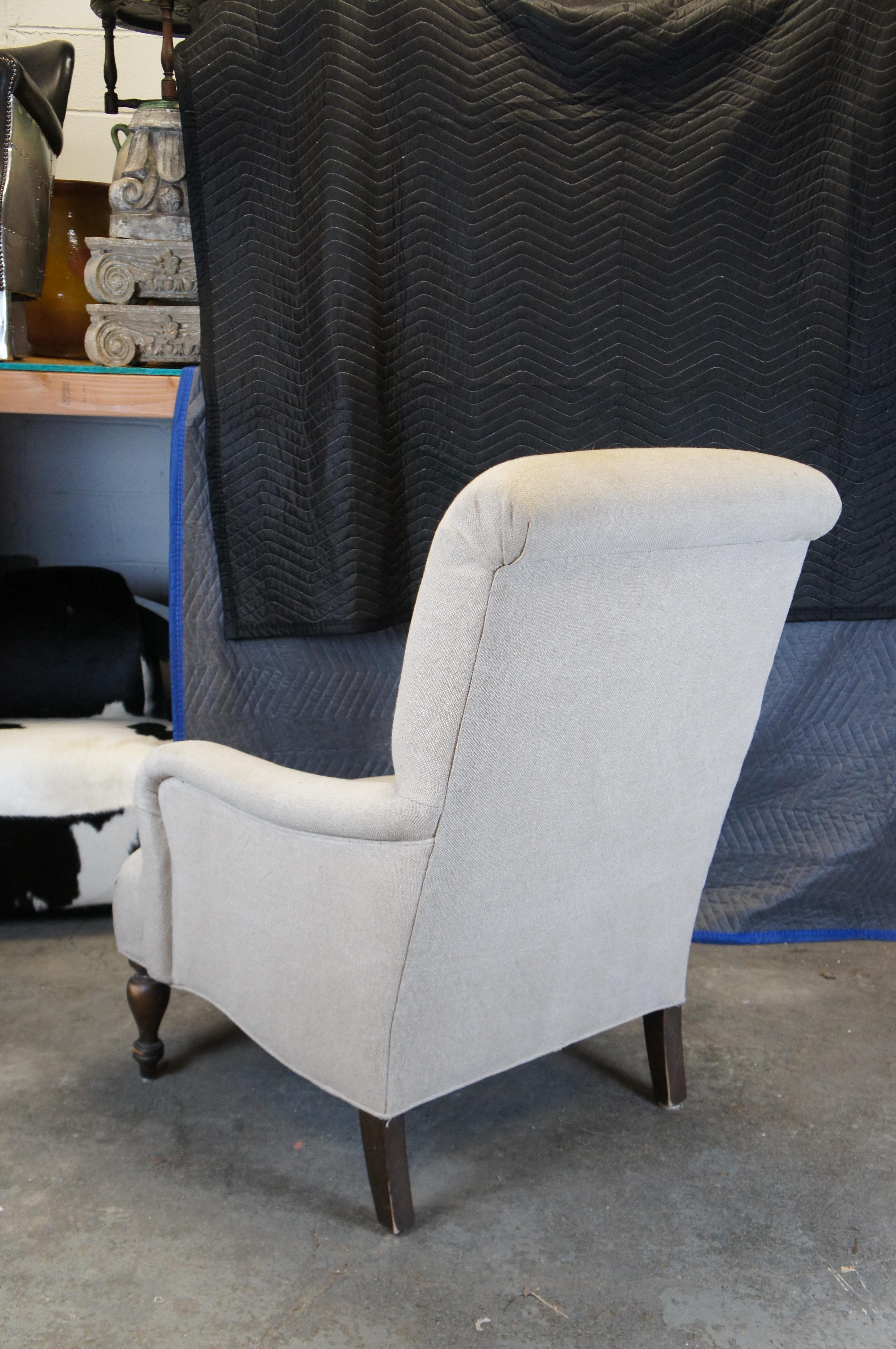 2 Vintage Paul Robert Quinn Linen Library Club Lounge Accent Armchairs 44