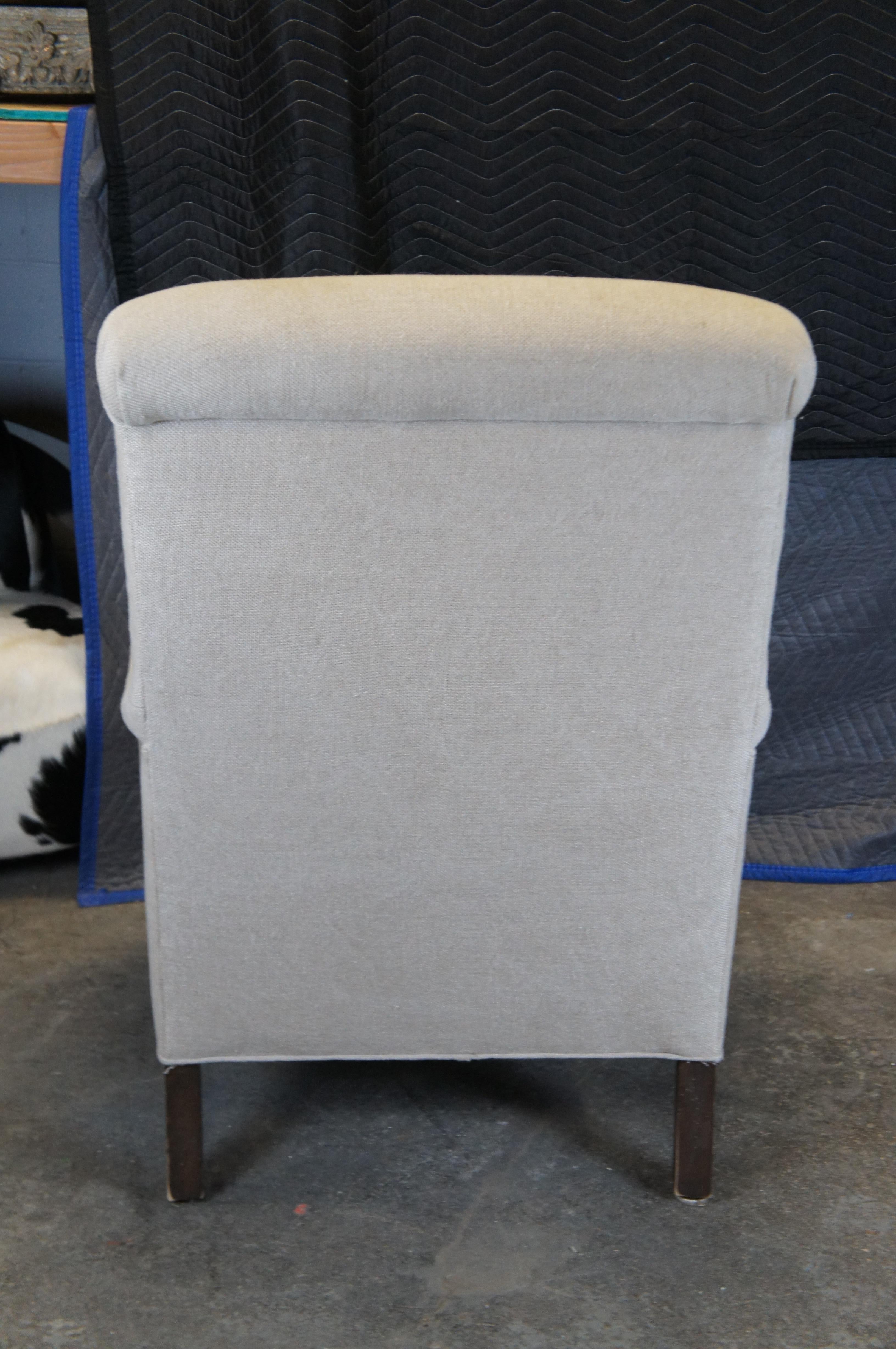 2 Vintage Paul Robert Quinn Linen Library Club Lounge Accent Armchairs 44