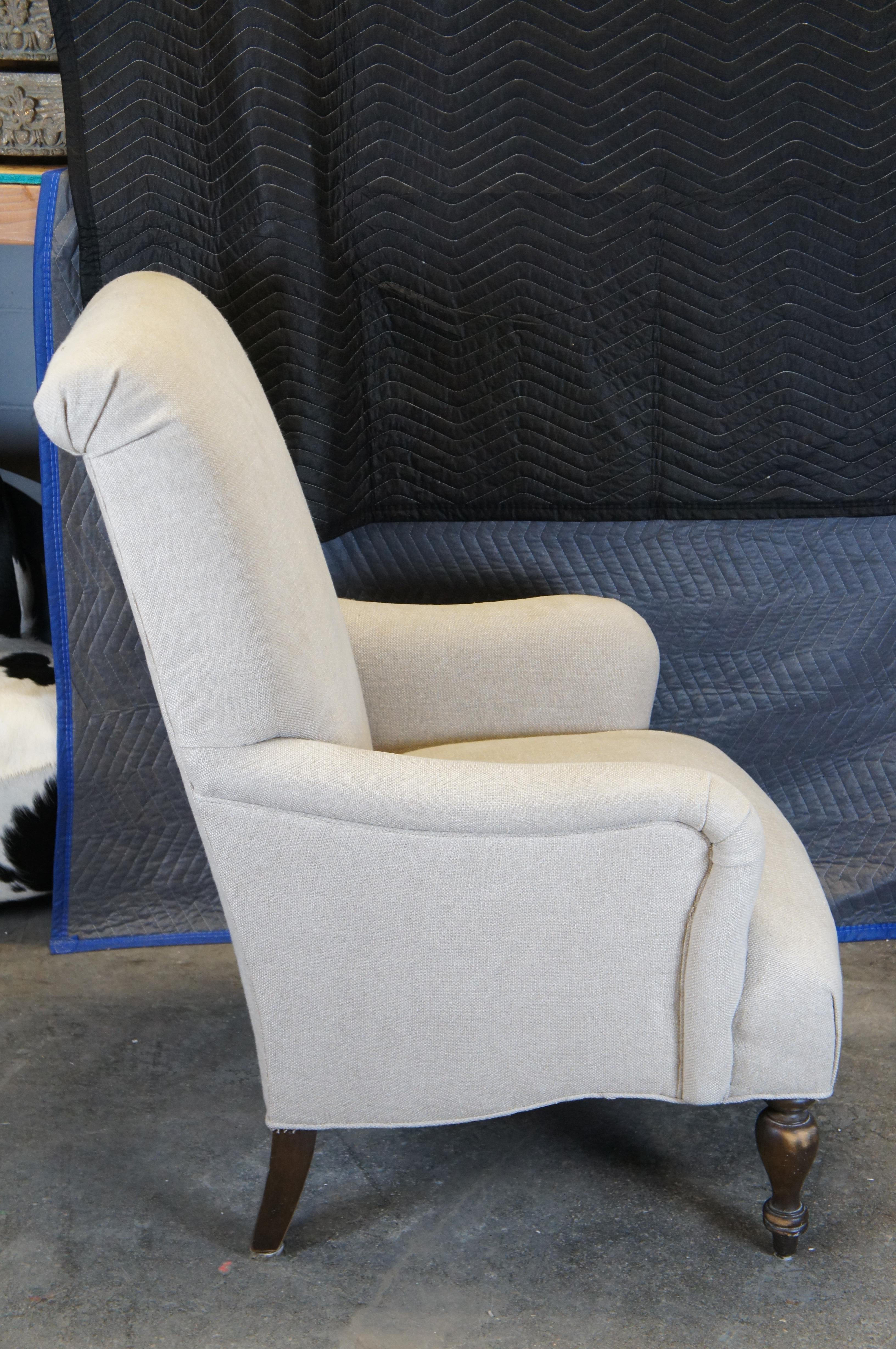 2 Vintage Paul Robert Quinn Linen Library Club Lounge Accent Armchairs 44