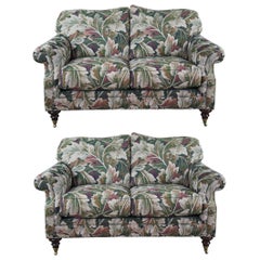 2 Vintage Pearson Furniture Camelback Loveseats Settee Sofa Couch Floral Pair