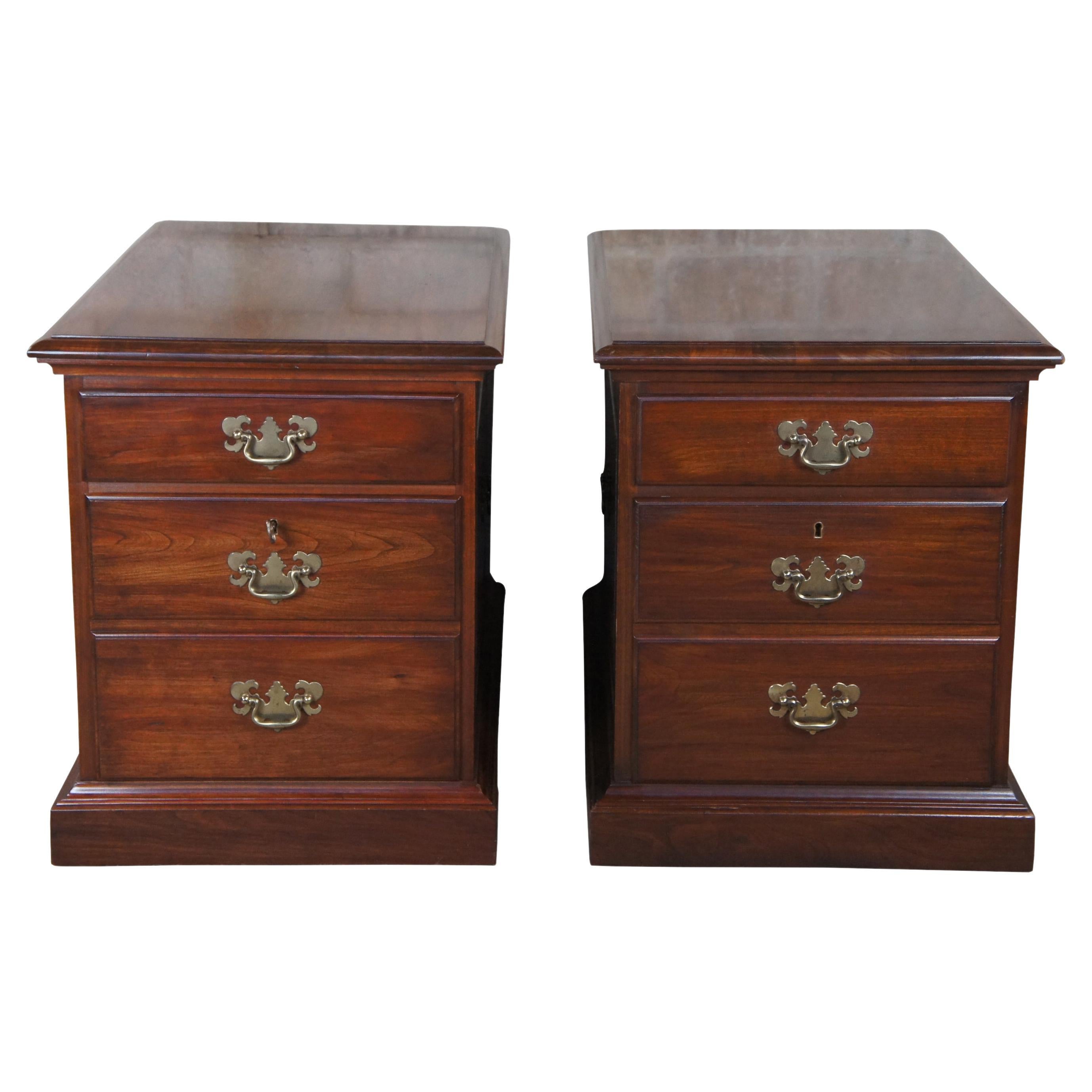 2 Vintage Pennsylvania House Georgian Style Cherry File Cabinets Accent Tables