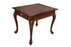 2 Vintage Queen Anne Cherry Side End Accent Nightstand Tables 26"