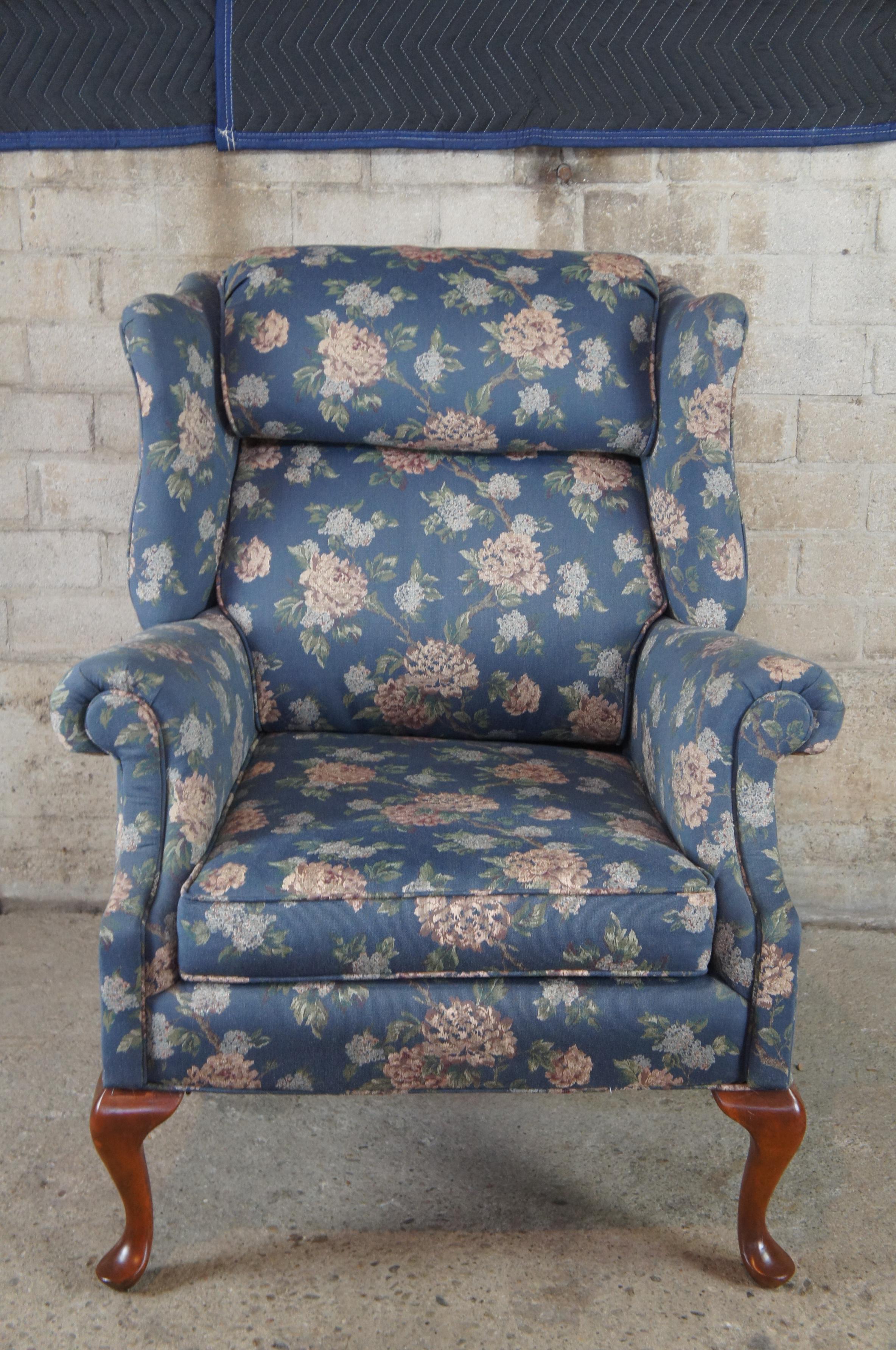 queen anne wingback chair with ottoman