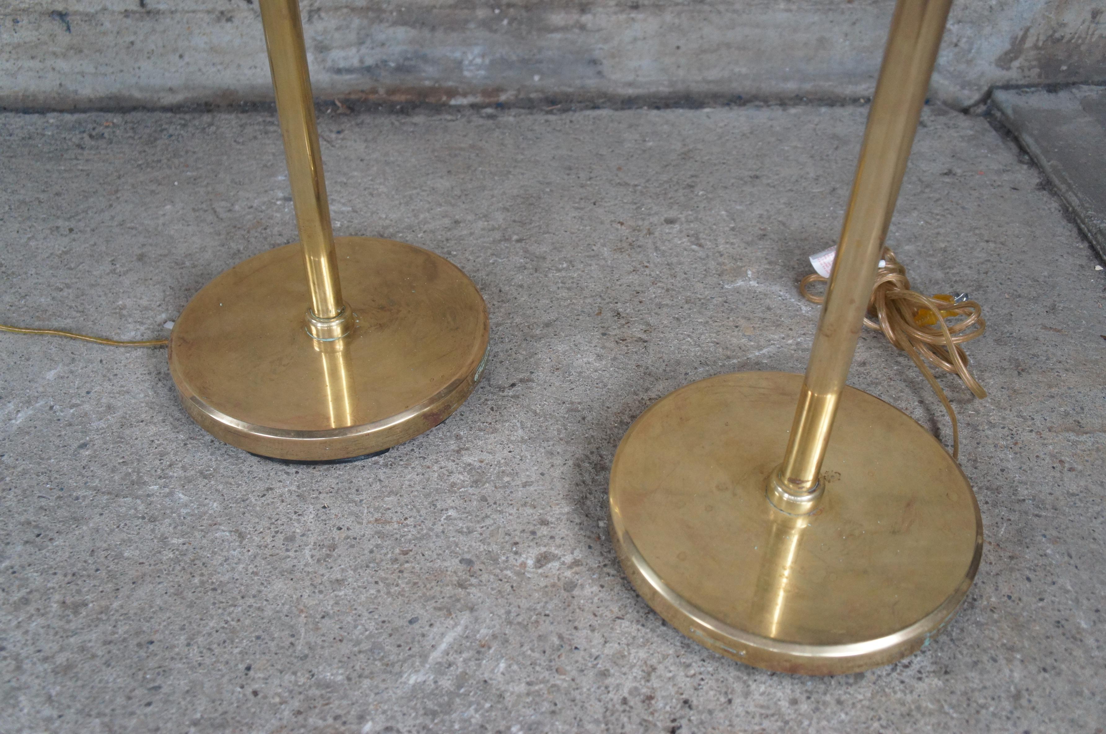 2 Vintage Ralph Lauren Boom Arm Pharmacy Reading Floor Lamps Brass Pair 1