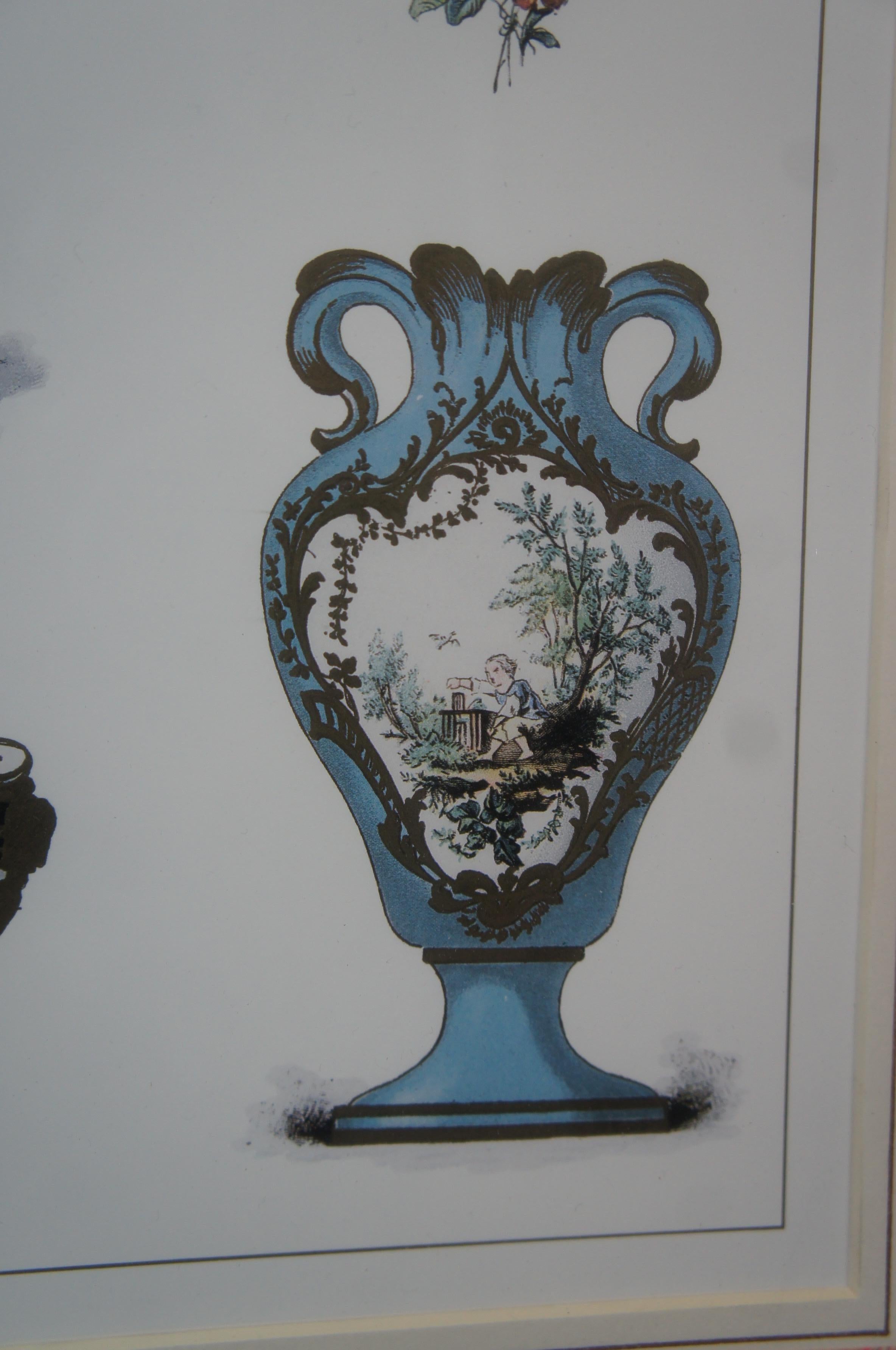 2 Vintage Reproduction Edouard Garnier Porcelain of Sevres Prints by Denunzio For Sale 6