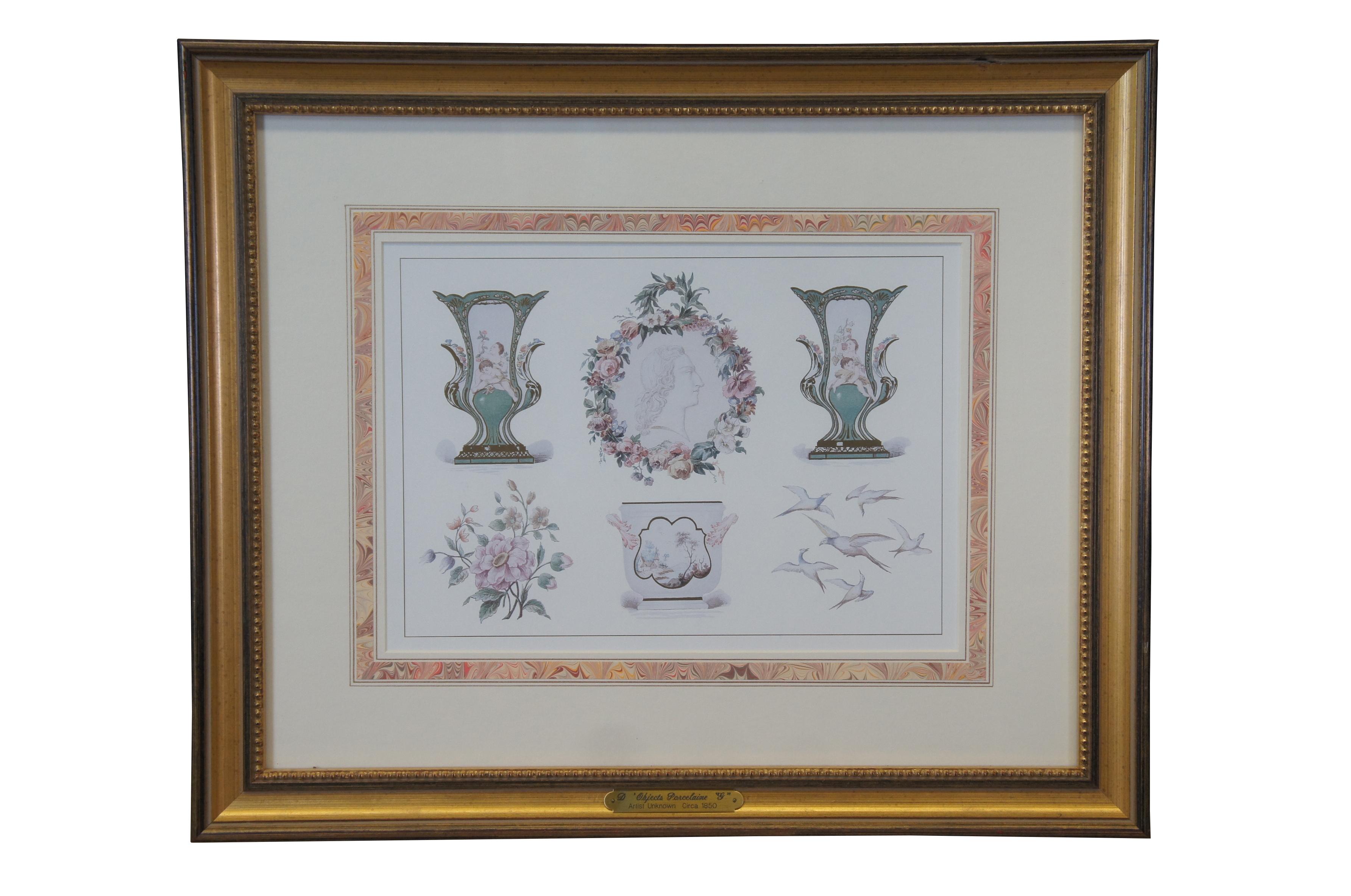 French Provincial 2 Vintage Reproduction Edouard Garnier Porcelain of Sevres Prints by Denunzio For Sale
