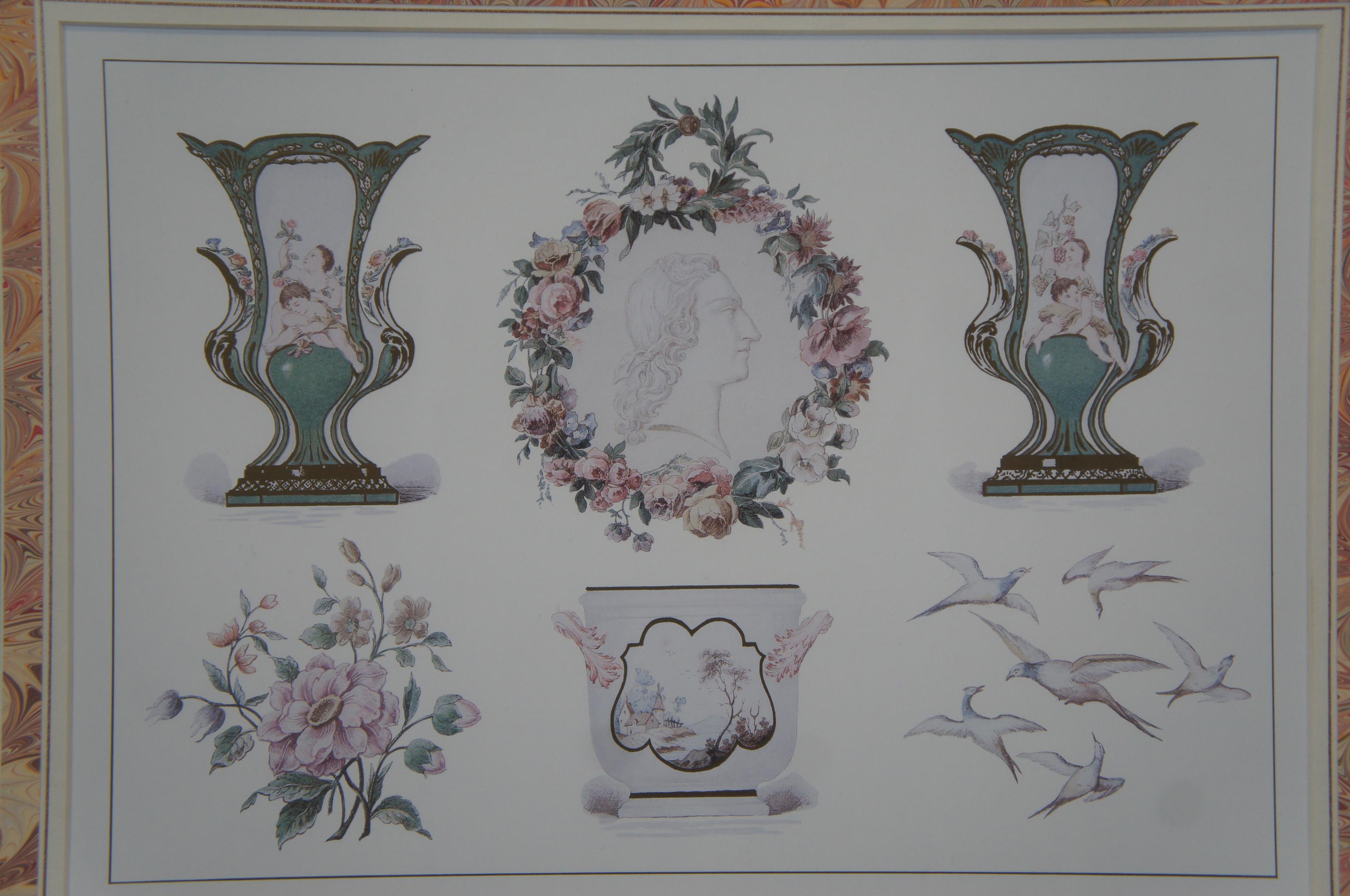 2 Vintage Reproduction Edouard Garnier Porcelain of Sevres Prints by Denunzio In Good Condition For Sale In Dayton, OH