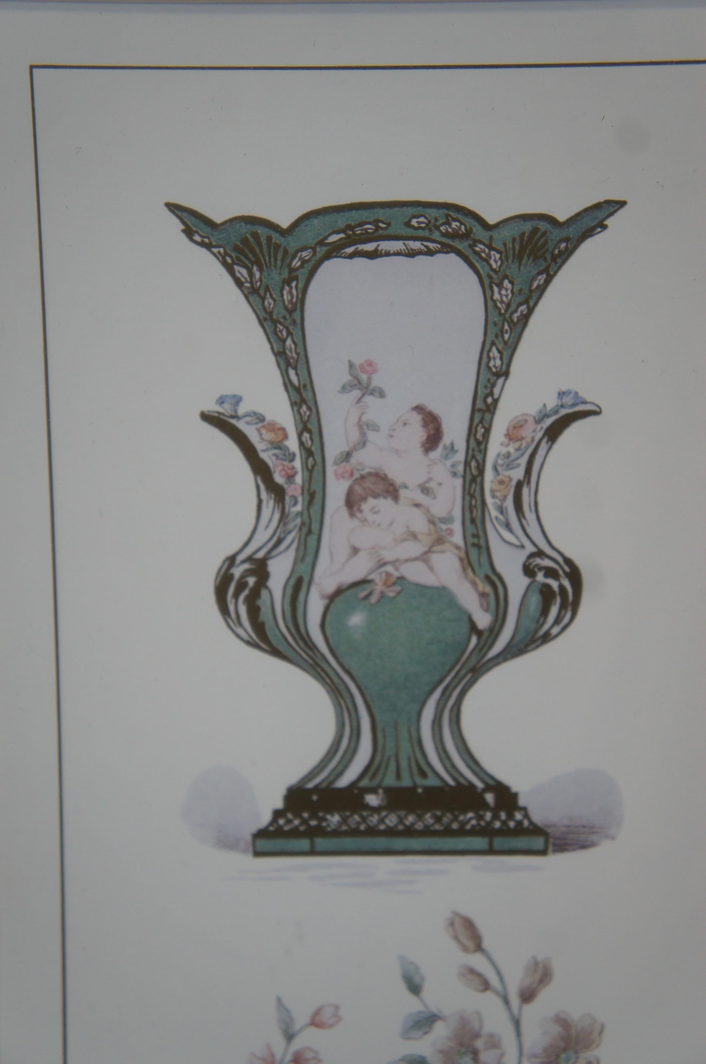 2 Vintage Reproduction Edouard Garnier Porcelain of Sevres Prints by Denunzio For Sale 1