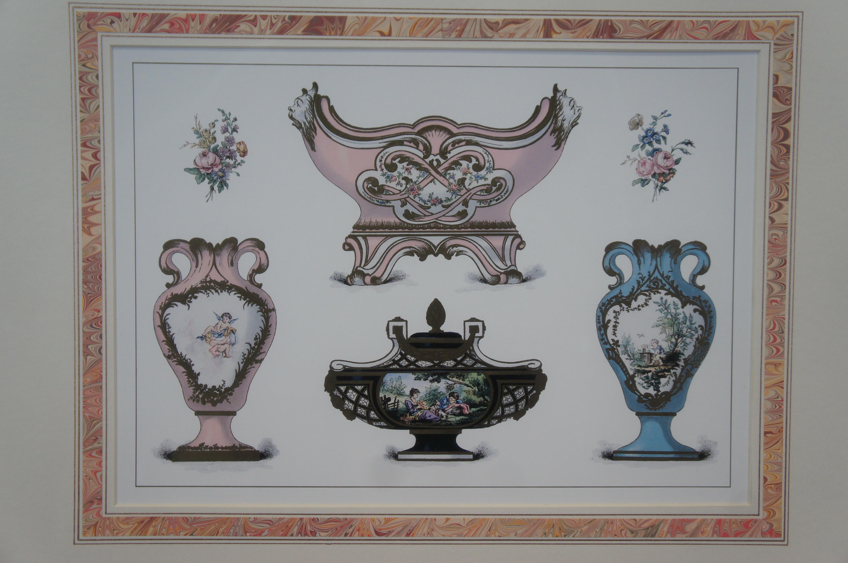 2 Vintage Reproduction Edouard Garnier Porcelain of Sevres Prints by Denunzio For Sale 2