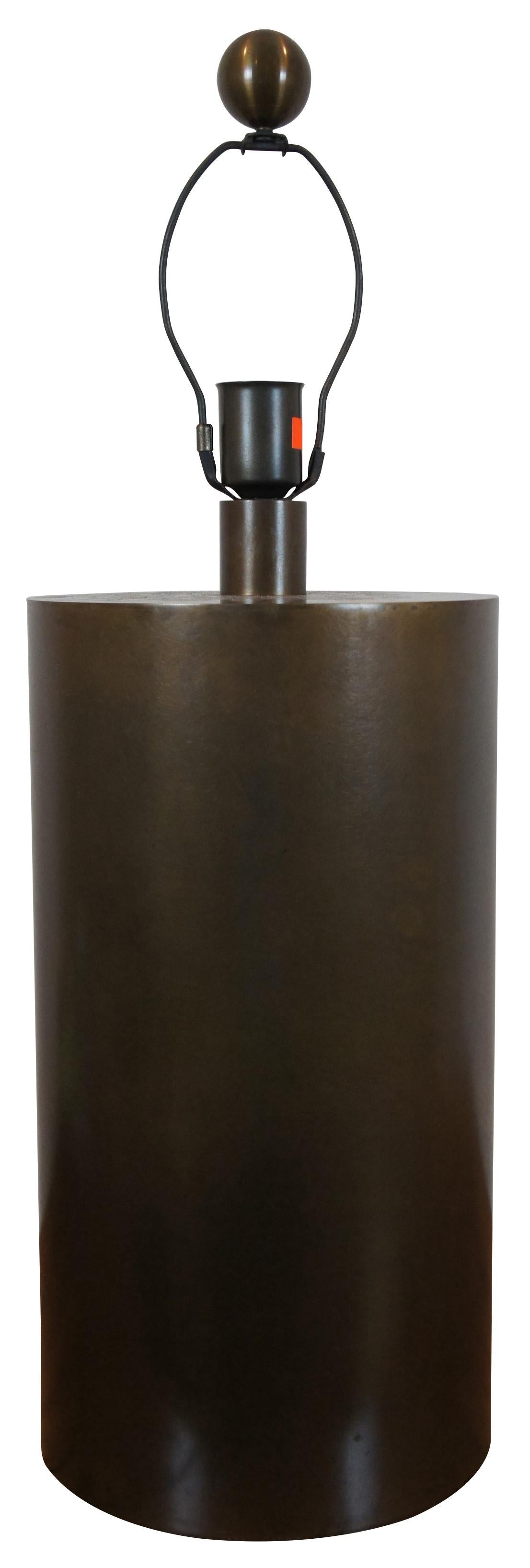 Modern 2 Vintage Restoration Hardware Heavy Brass Cylindrical Canister Dimmer Lamps