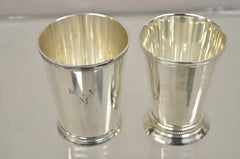 2 Vintage Silver Plated Mint Julep Cups Tumblers 1 with Monogram - 2 Pieces